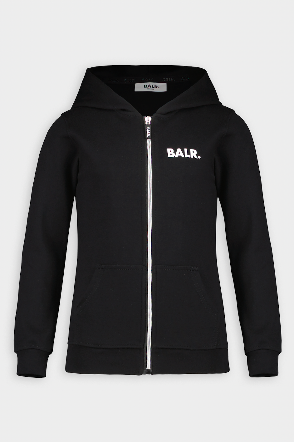 Q-Series Straight Zip Thru Hoodie Kids Jet Black – BALR.