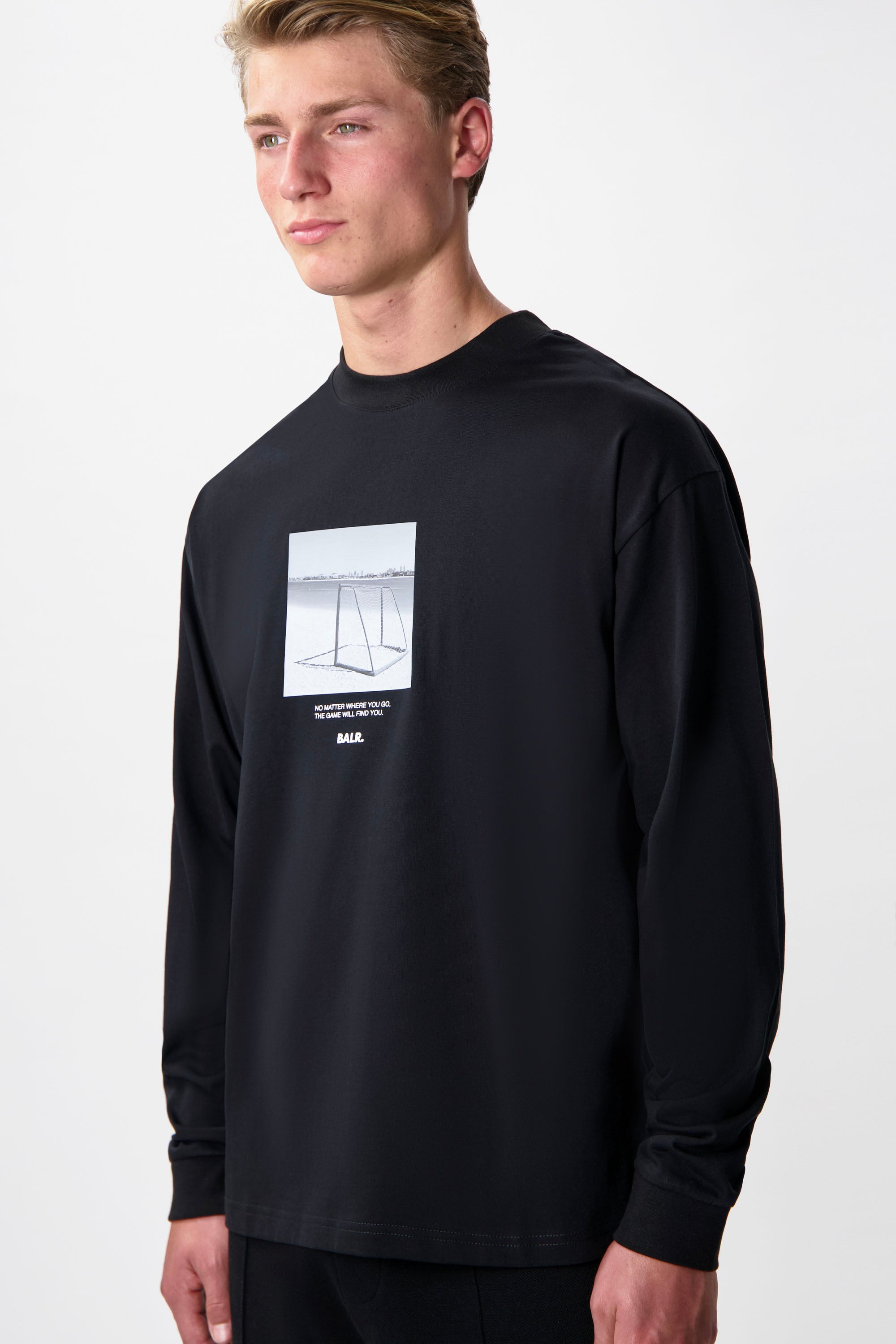 BALR. Goal Box Fit Long Sleeve T-Shirt Jet Black