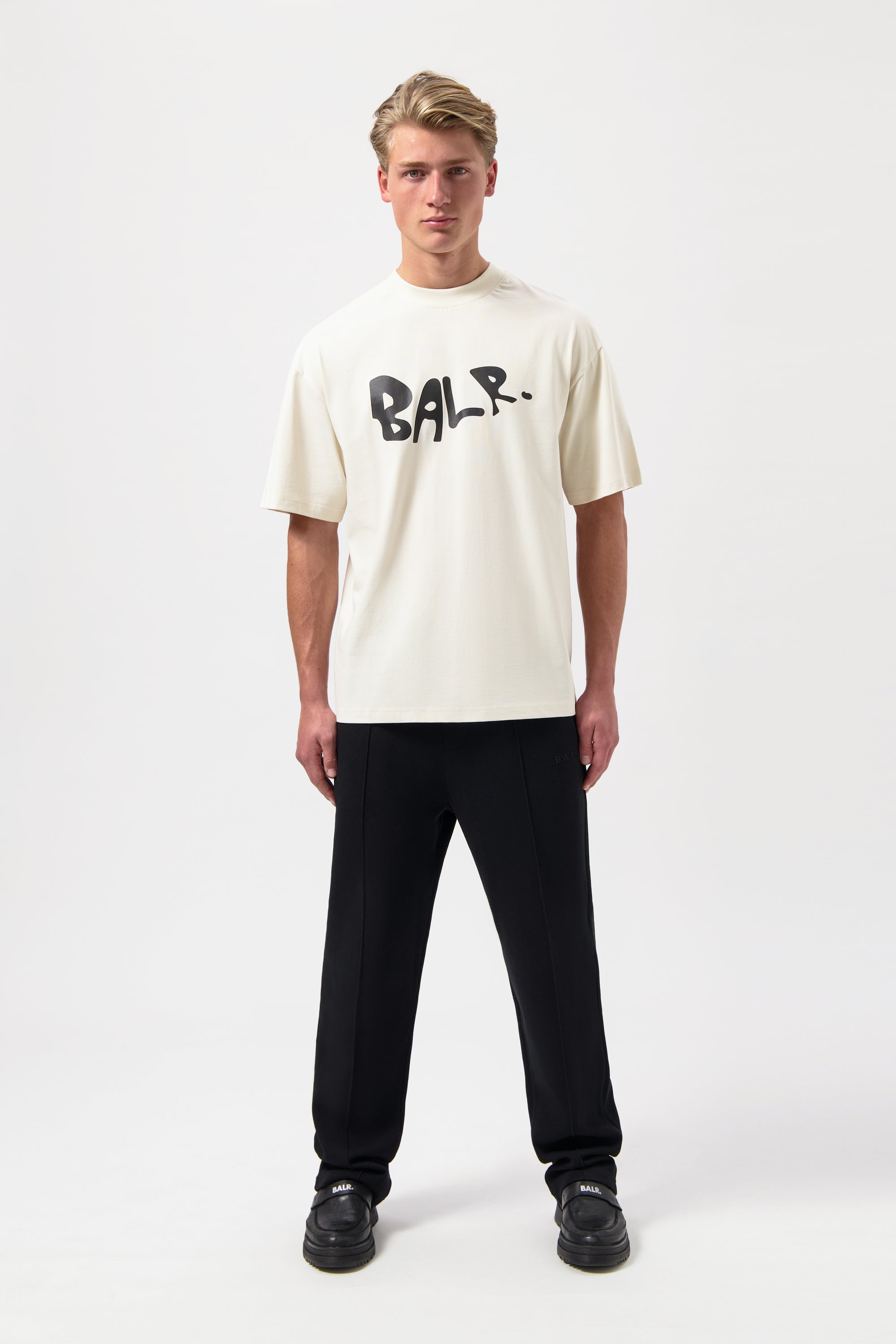 BALR. Graffiti de logotipo Box Fit Camiseta White Swan