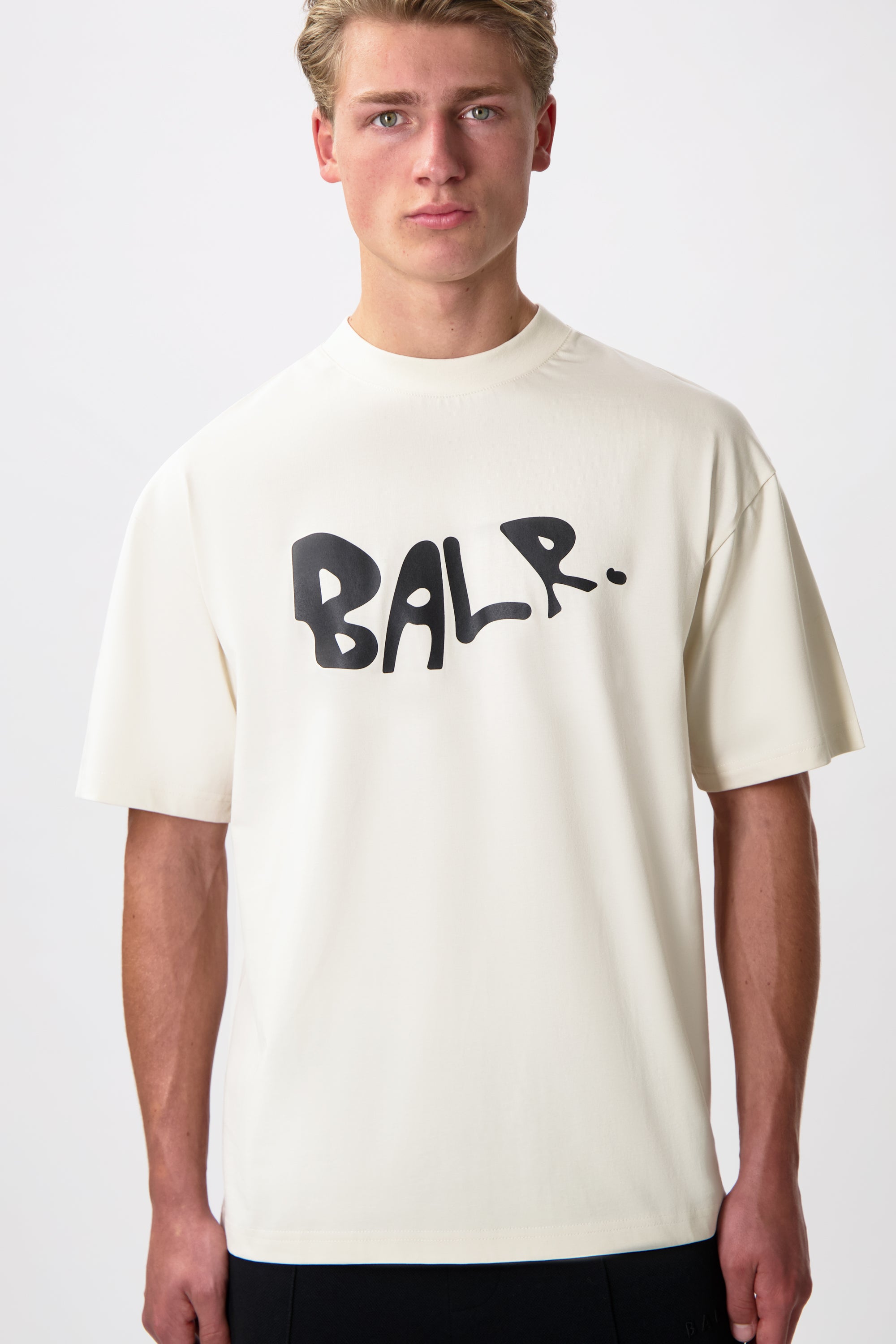 BALR. Graffiti de logotipo Box Fit Camiseta White Swan