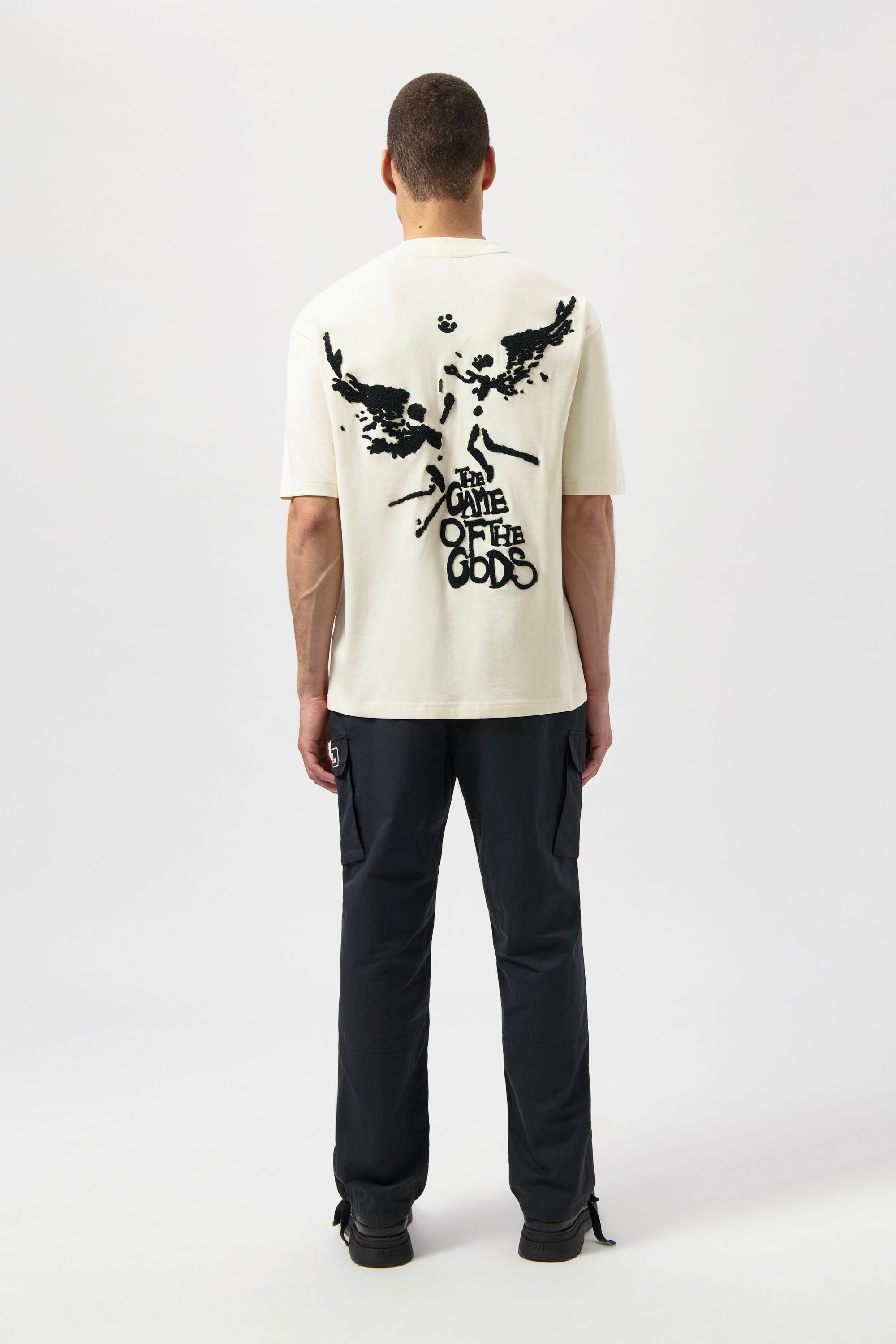 Game of the Gods Pintada Box Fit Camiseta White Swan