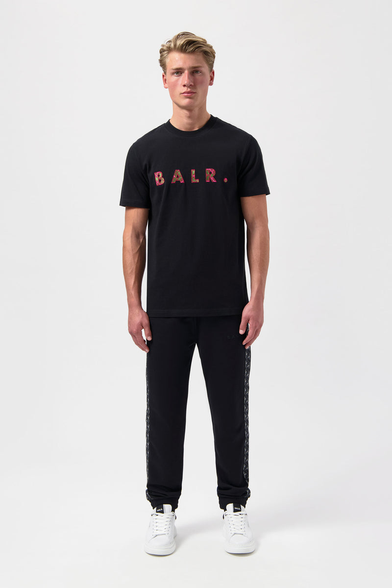 BALR. Monogram Embro Regular Fit T-Shirt Jet Black/Tibetian Red