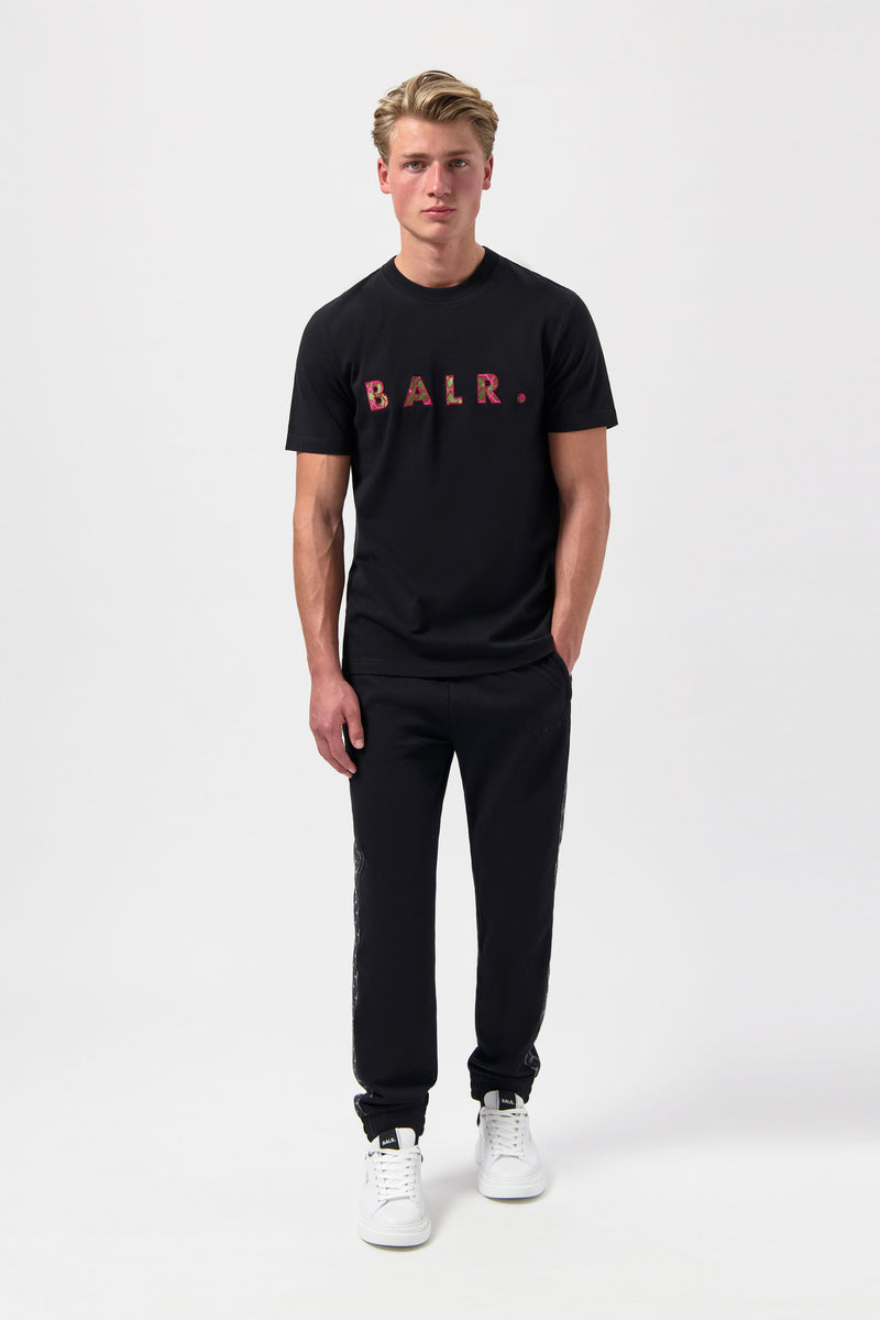 BALR. Monogram Embro Regular Fit T-Shirt Jet Black/Tibetian Red