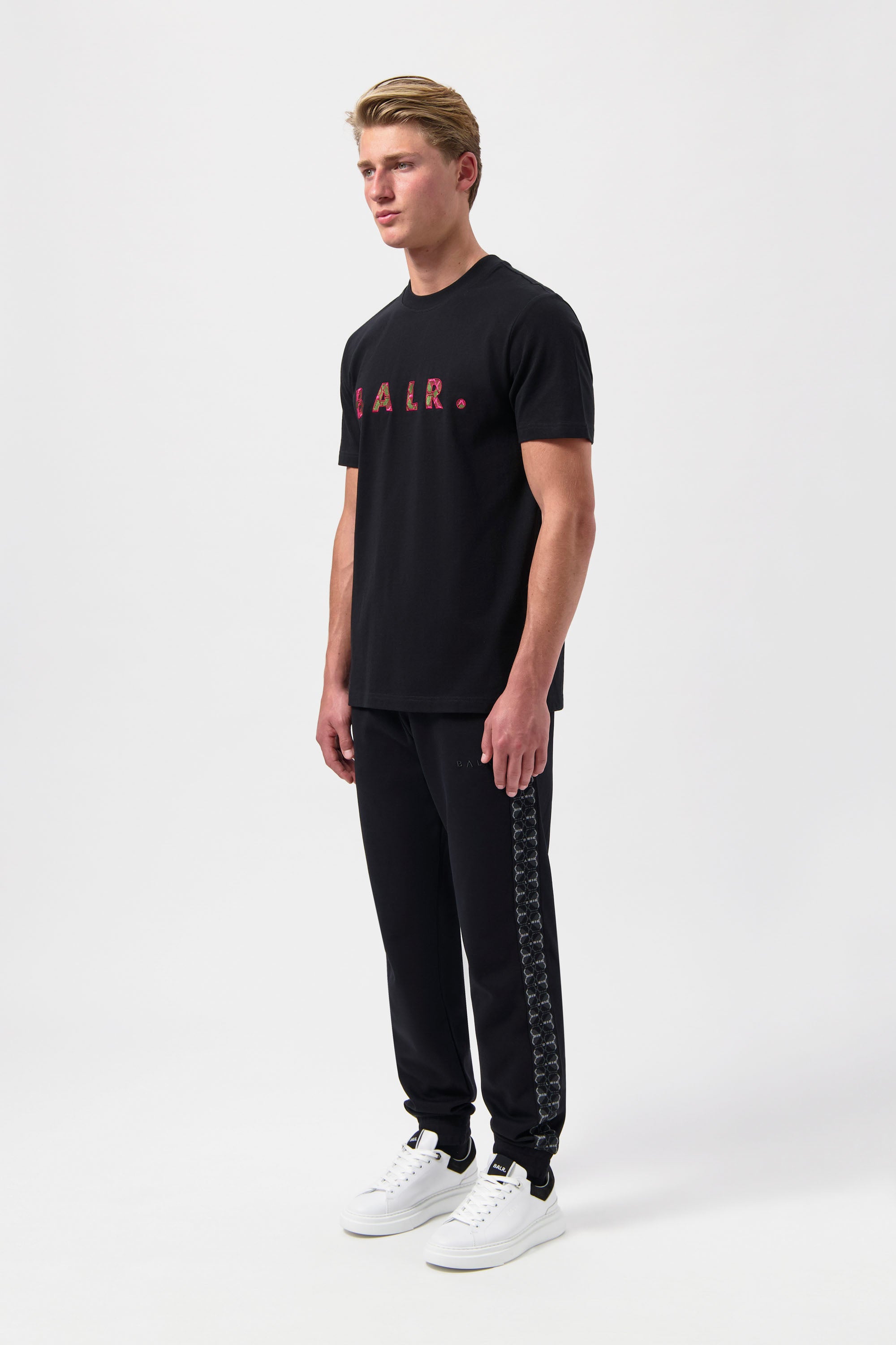 BALR. Monogram Embro Regular Fit T-Shirt Jet Black/Tibetian Red