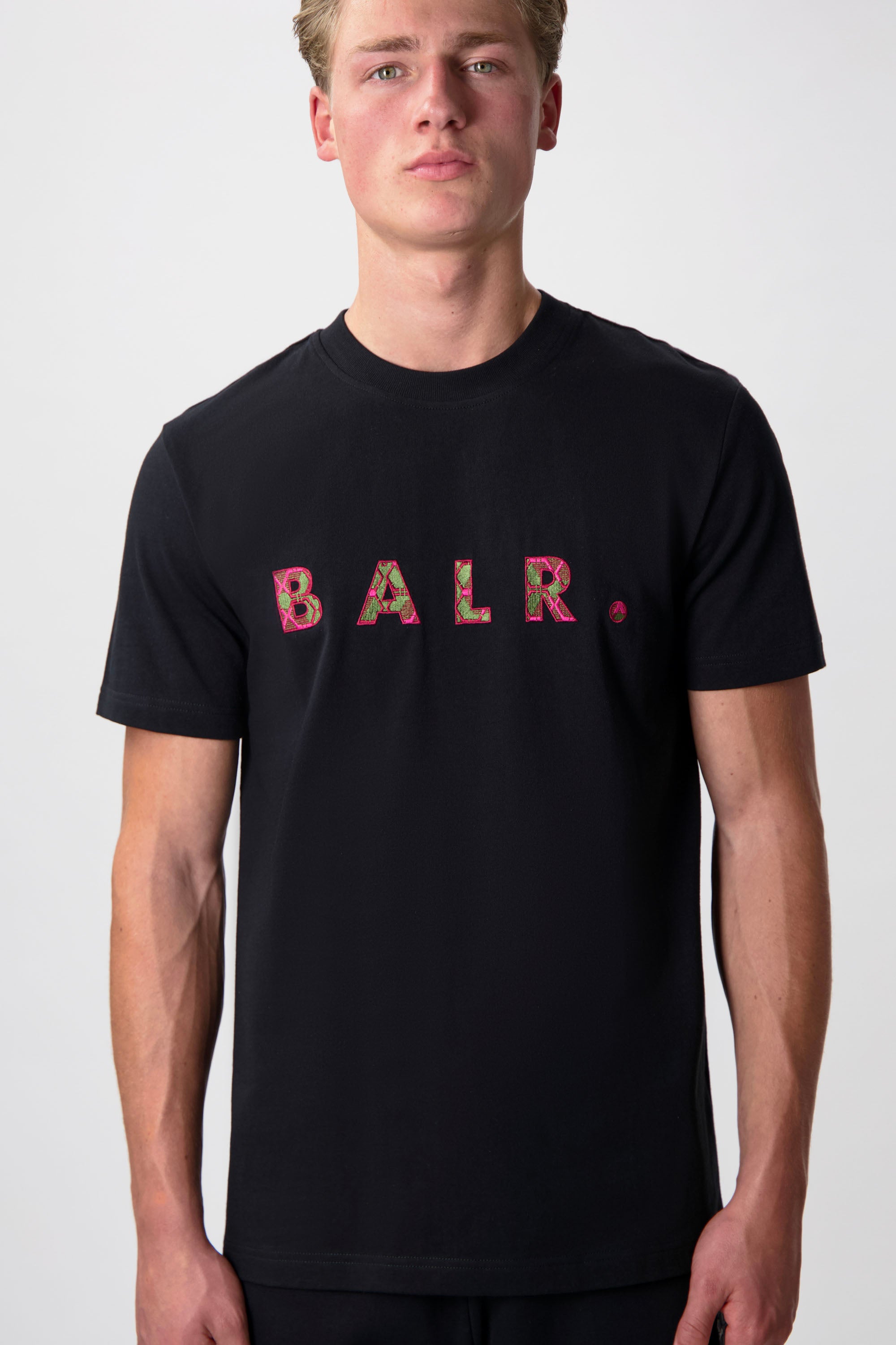 BALR. Monogram Embro Regular Fit T-Shirt Jet Black/Tibetian Red