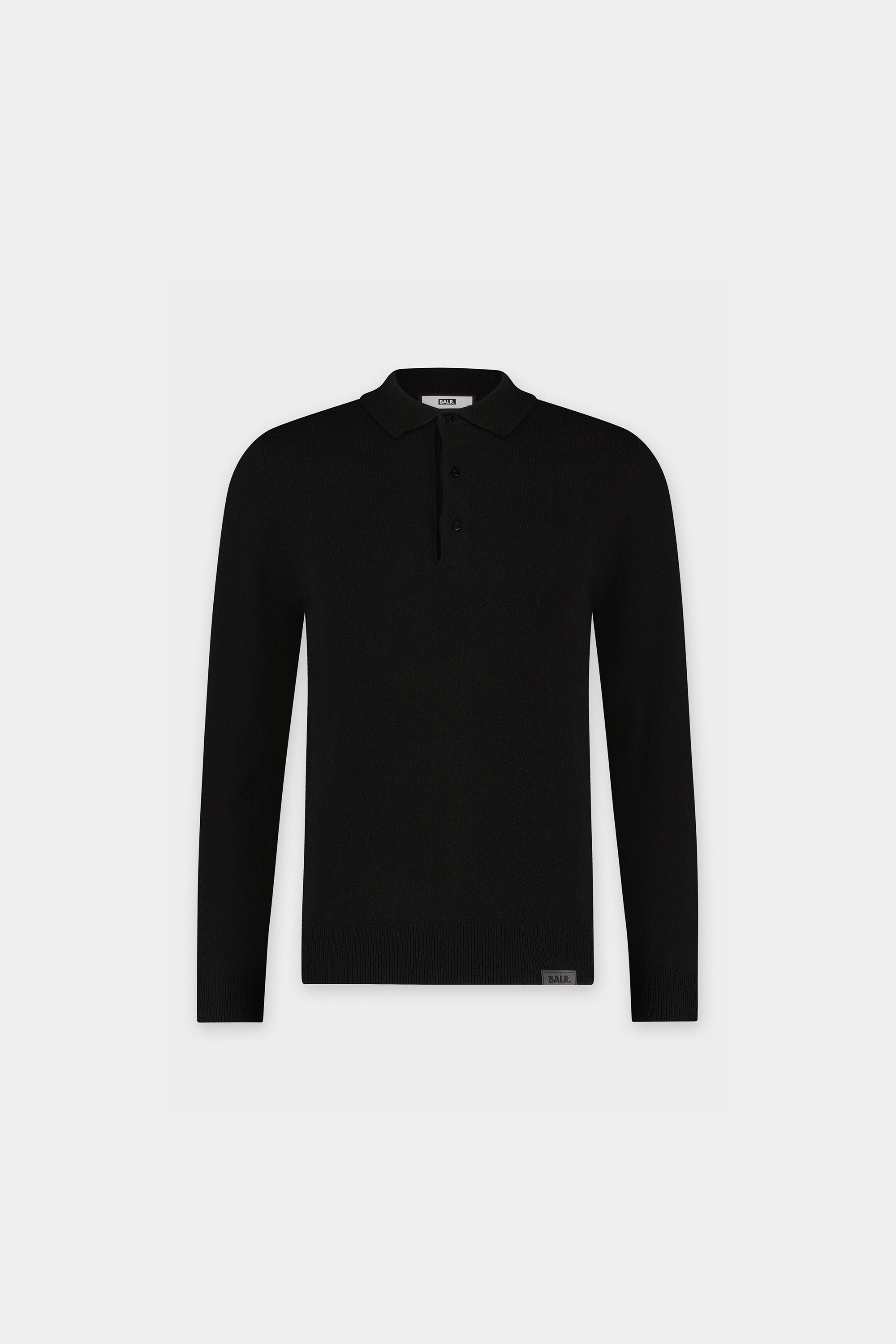 Henley Straight Polo Knit Jet Black