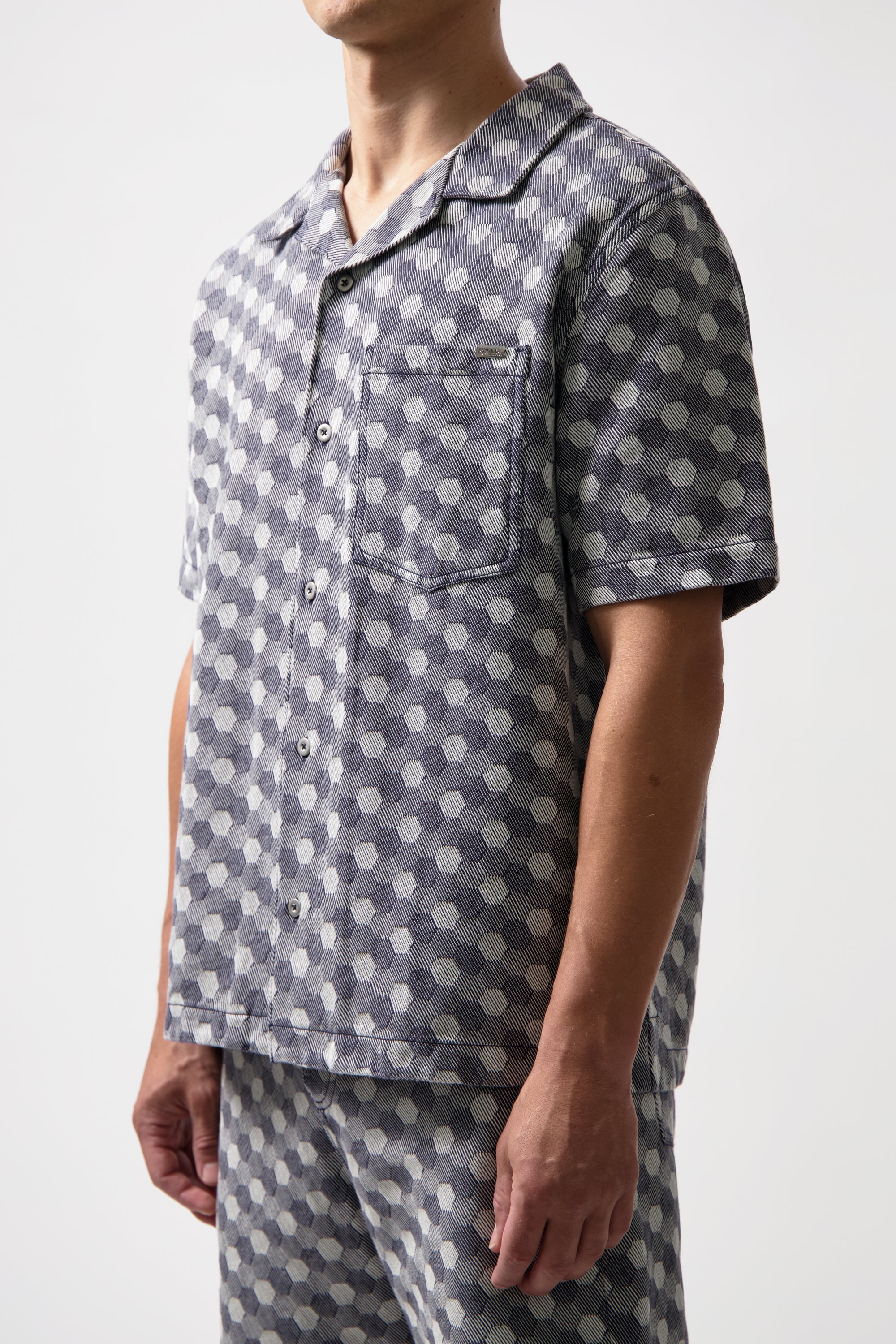 Hex Jacquard Box Camisa índigo