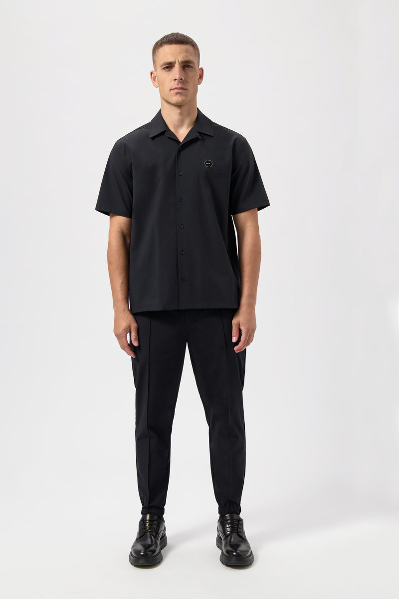 Hex-Series Relaxed Short Sleeve Overshirt Jet Black