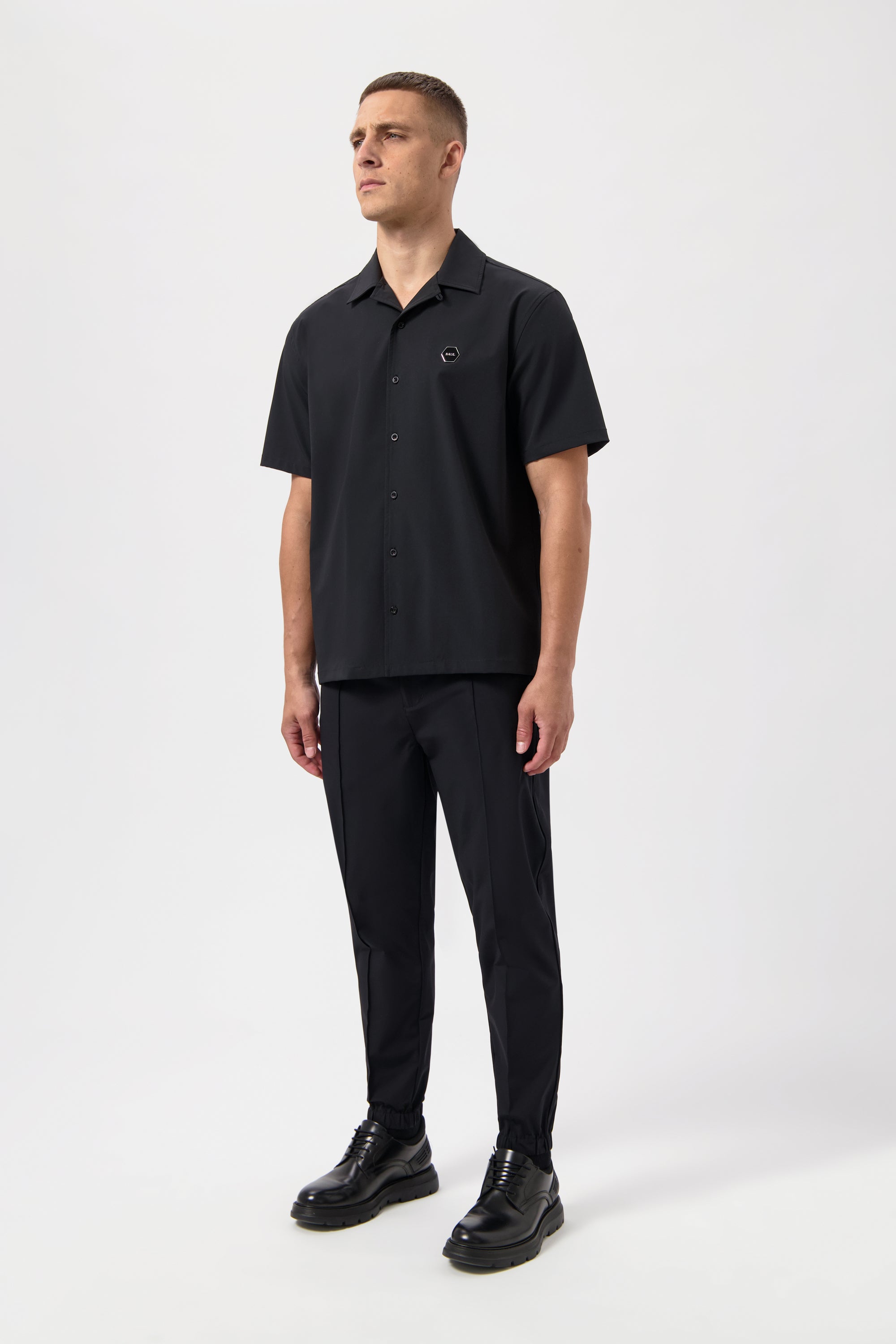 Hex-Series Relaxed Short Sleeve Overshirt Jet Black