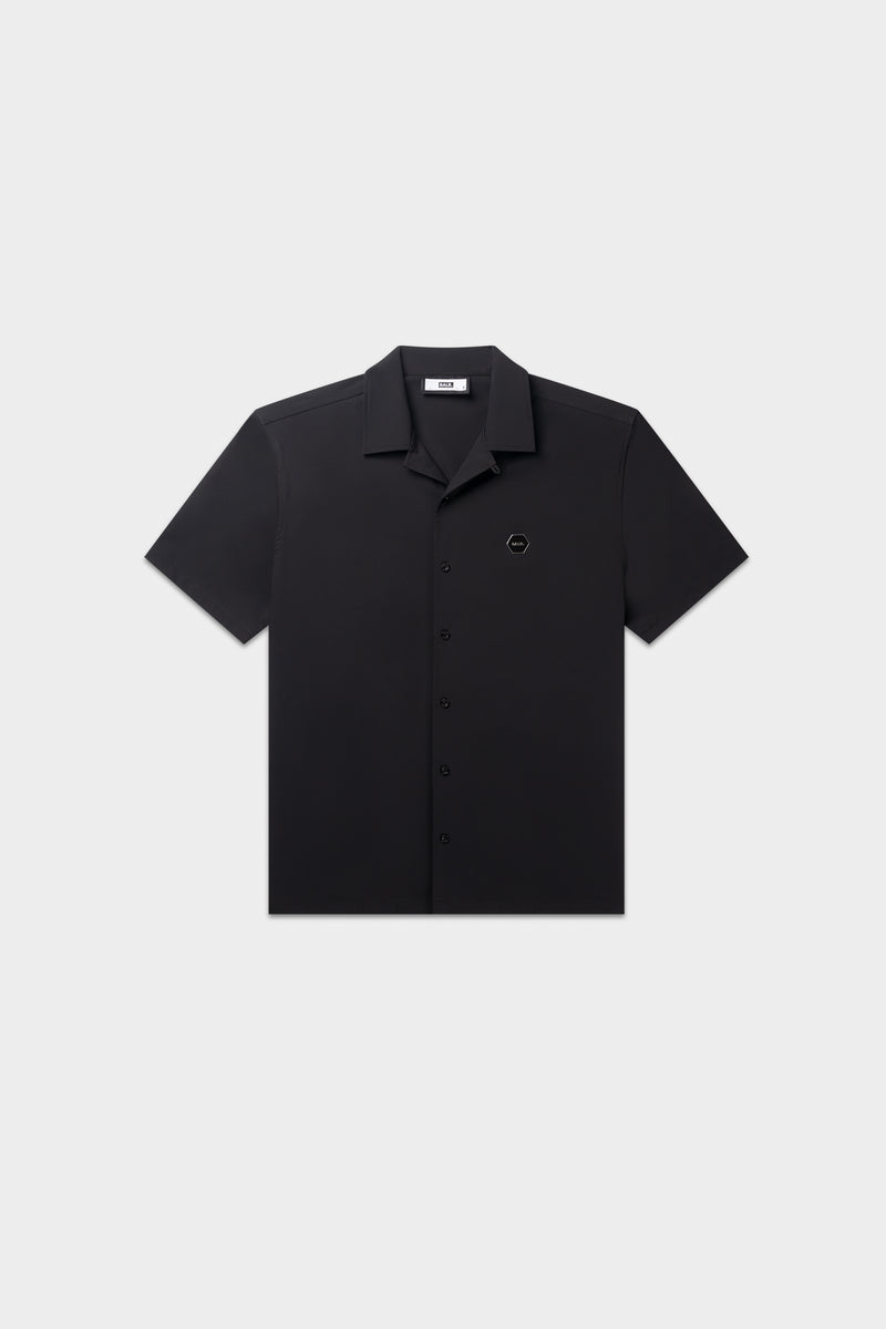 Hex-Series Relaxed Short Sleeve Overshirt Jet Black