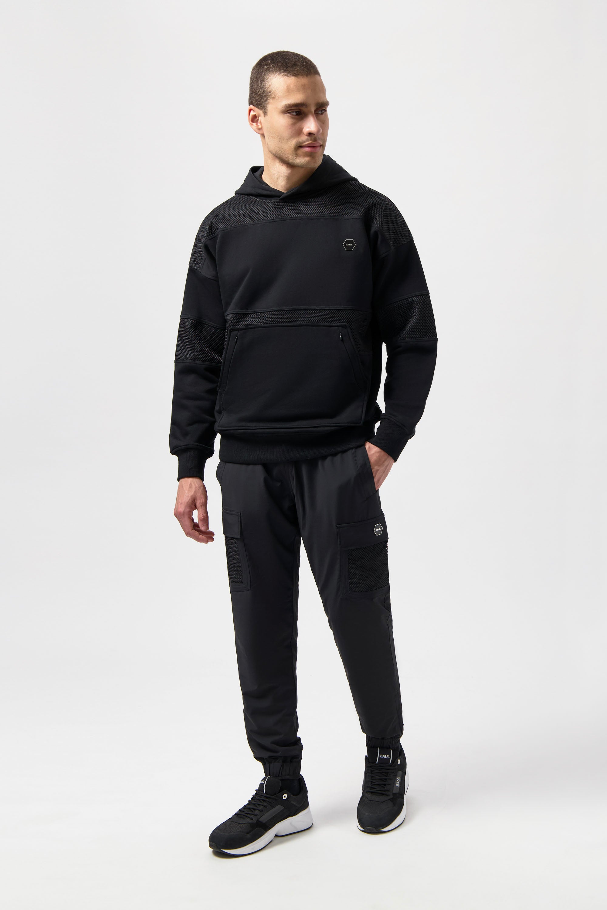 Hexline Box Fit Hoodie Jet Black