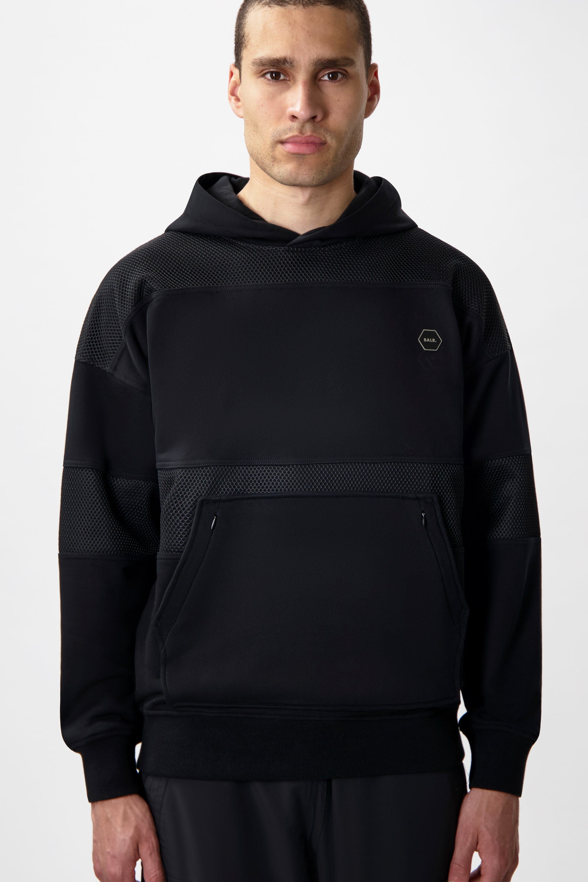 Hexline Box Fit Hoodie Jet Black