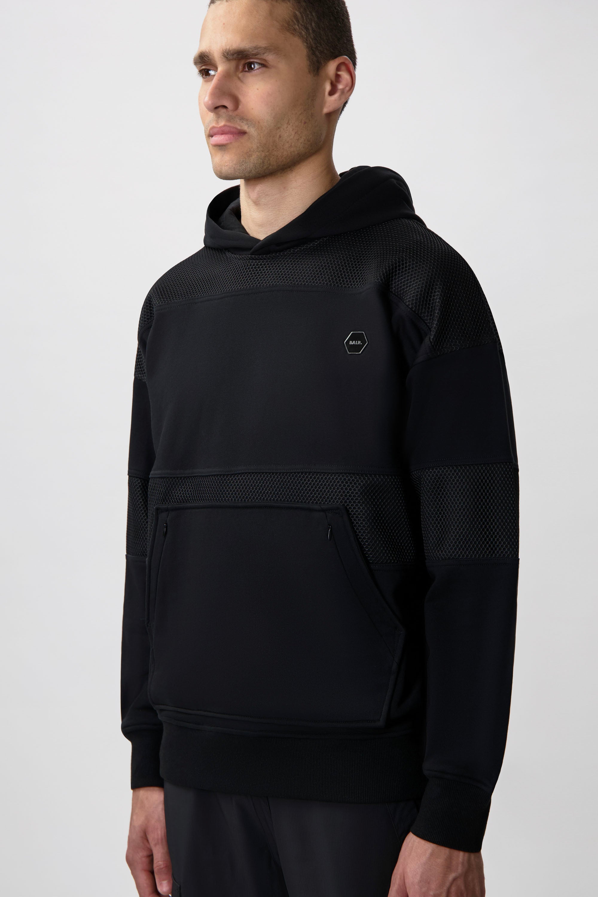 Hexline Box Fit Kapuzenpullover Jet Black