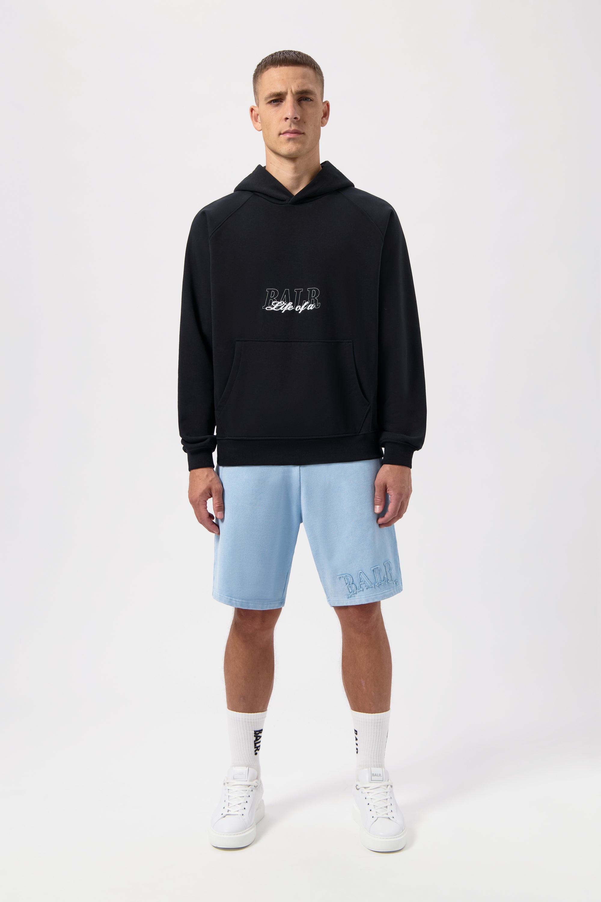 Skript Relaxed Fit Kapuzenpullover Jet Black