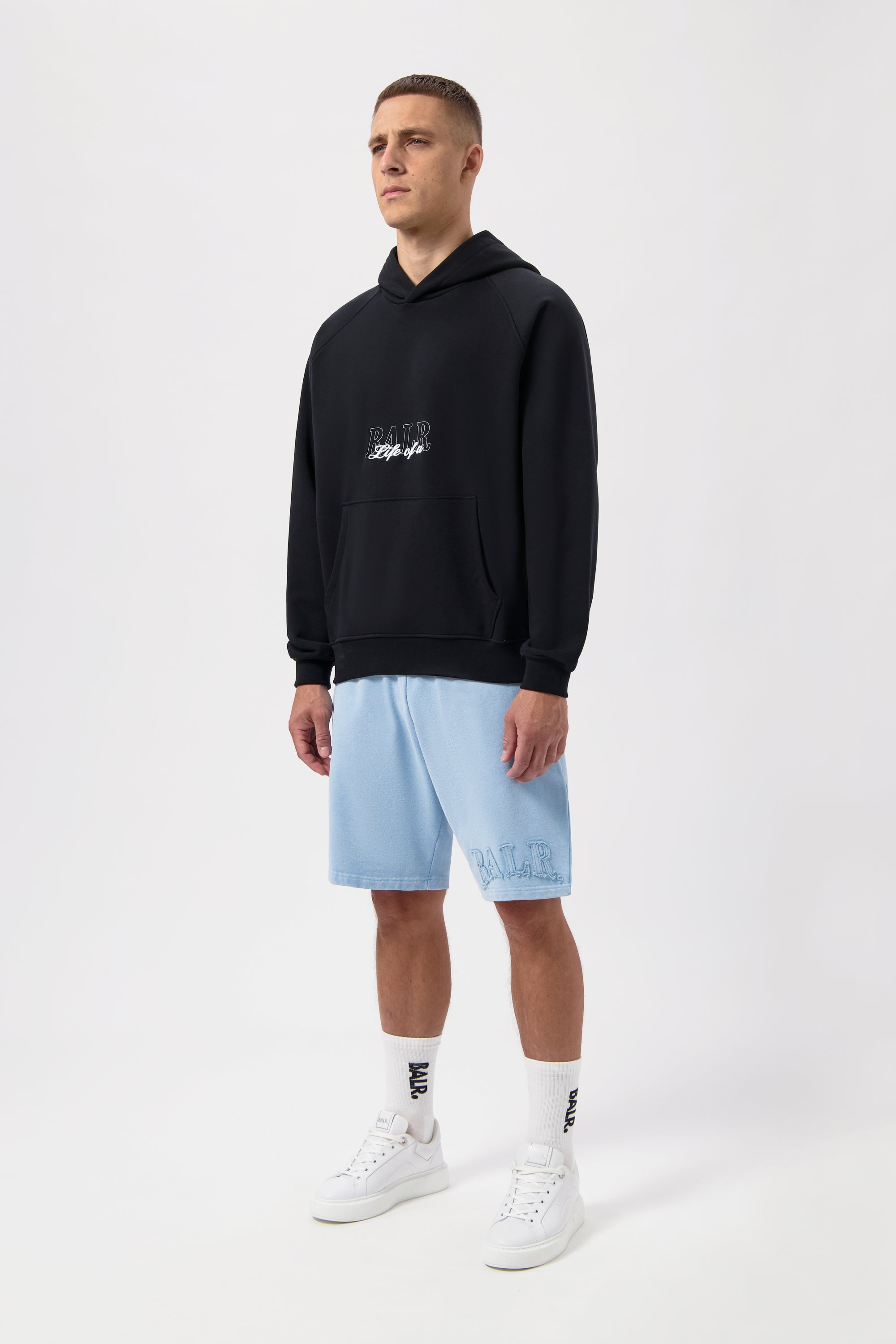 Skript Relaxed Fit Kapuzenpullover Jet Black