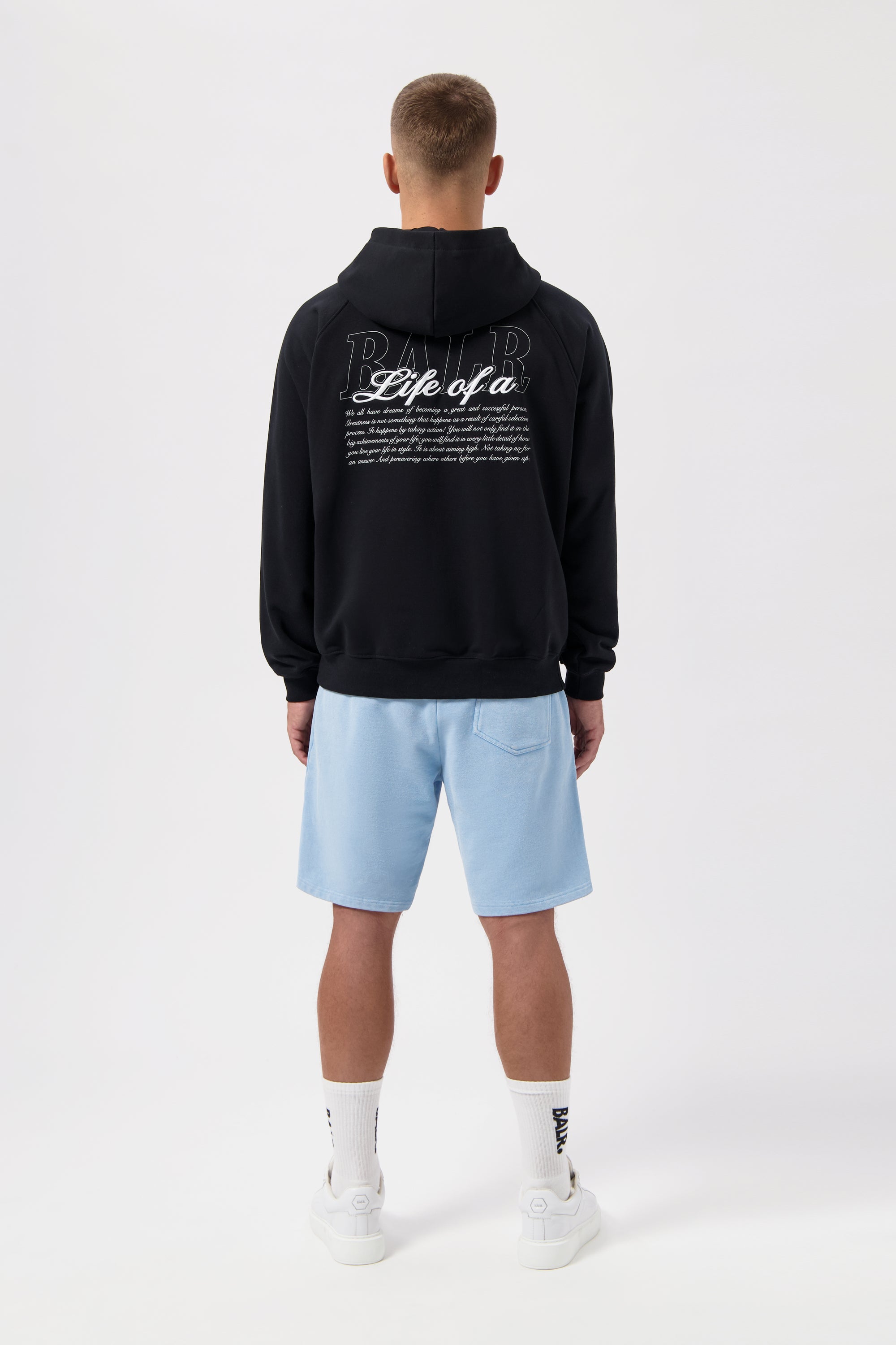 Skript Relaxed Fit Kapuzenpullover Jet Black