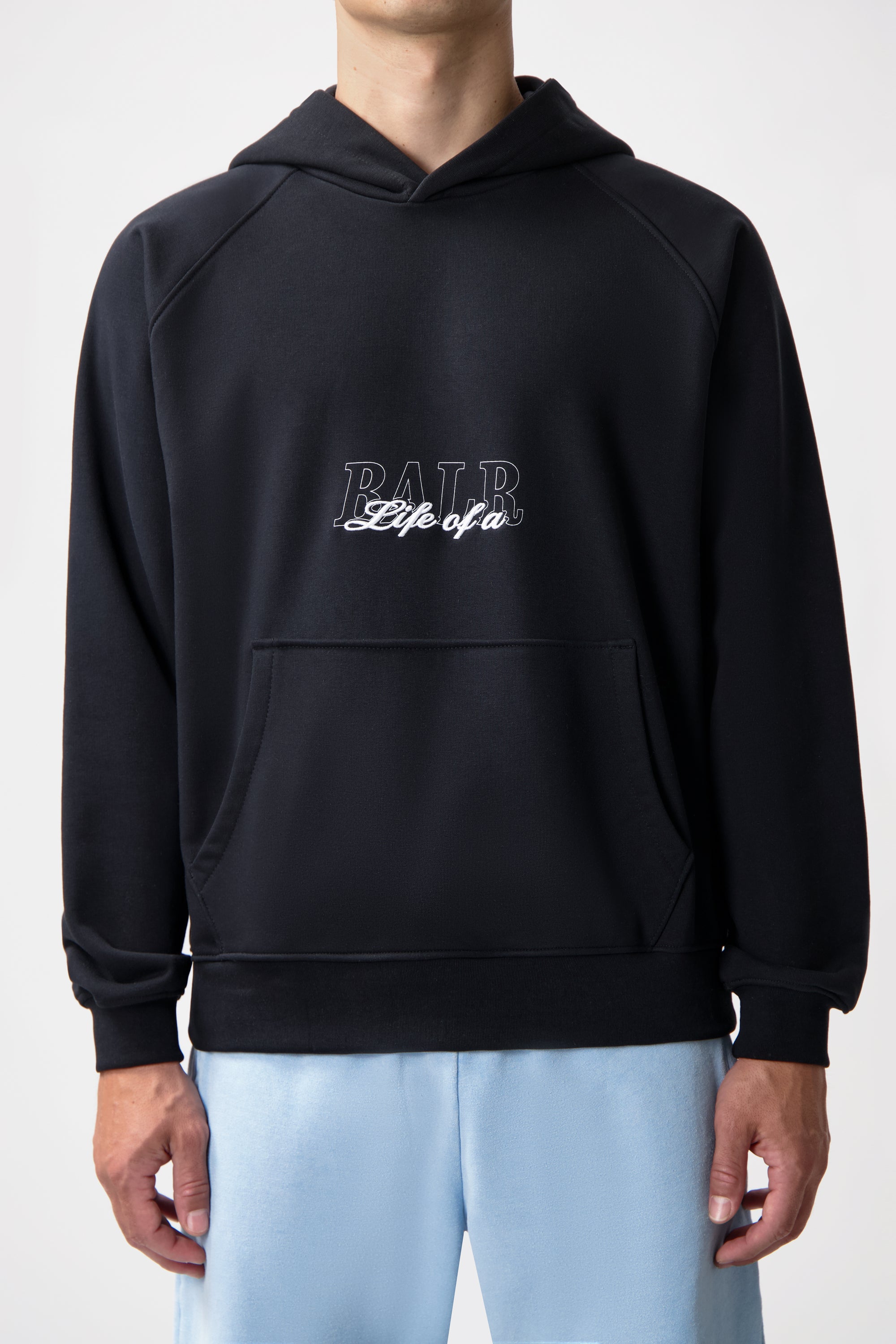 Skript Relaxed Fit Kapuzenpullover Jet Black