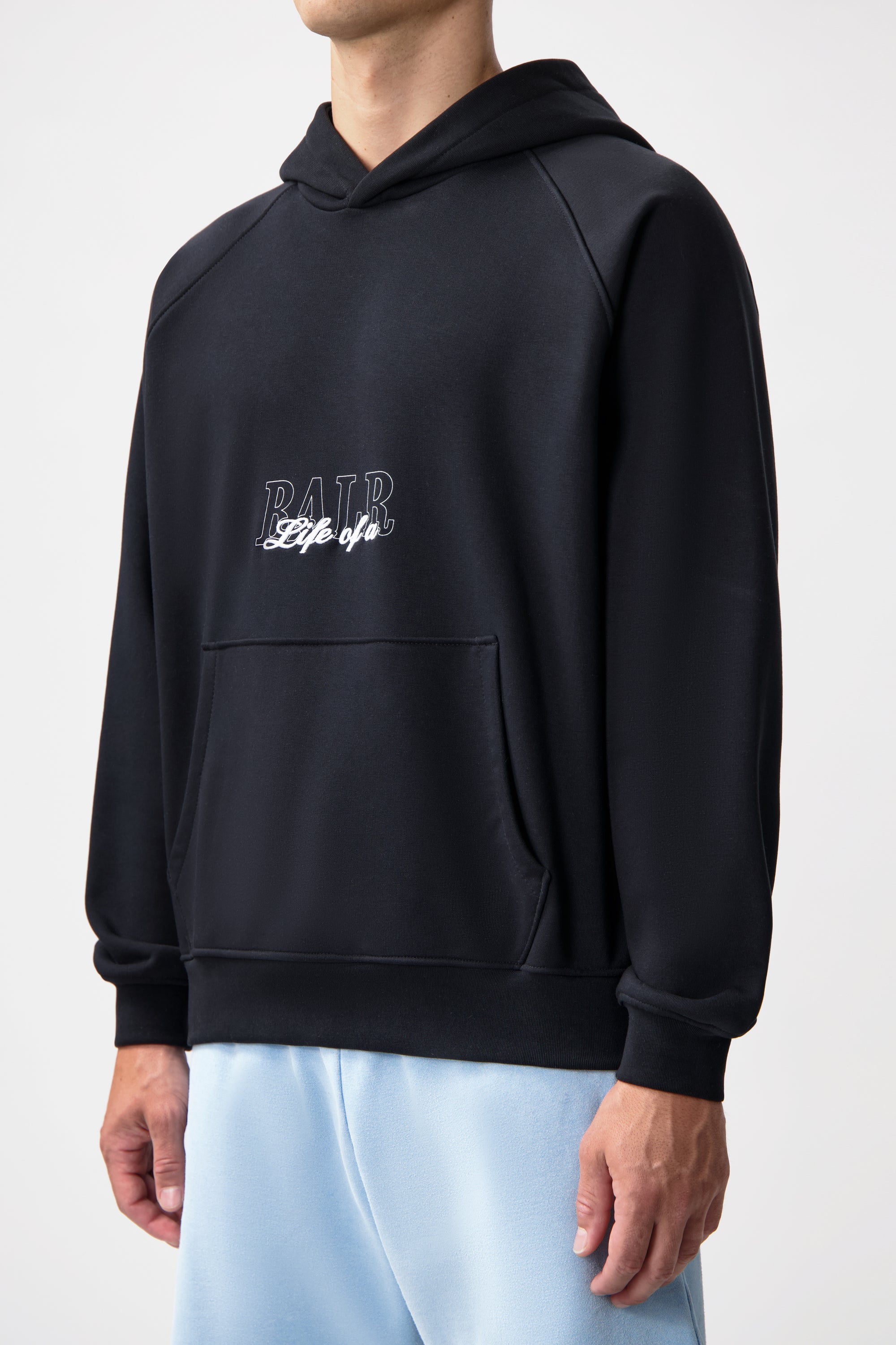 Skript Relaxed Fit Kapuzenpullover Jet Black