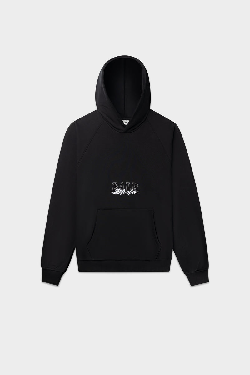 Script Relaxed Fit Hoodie Jet Black