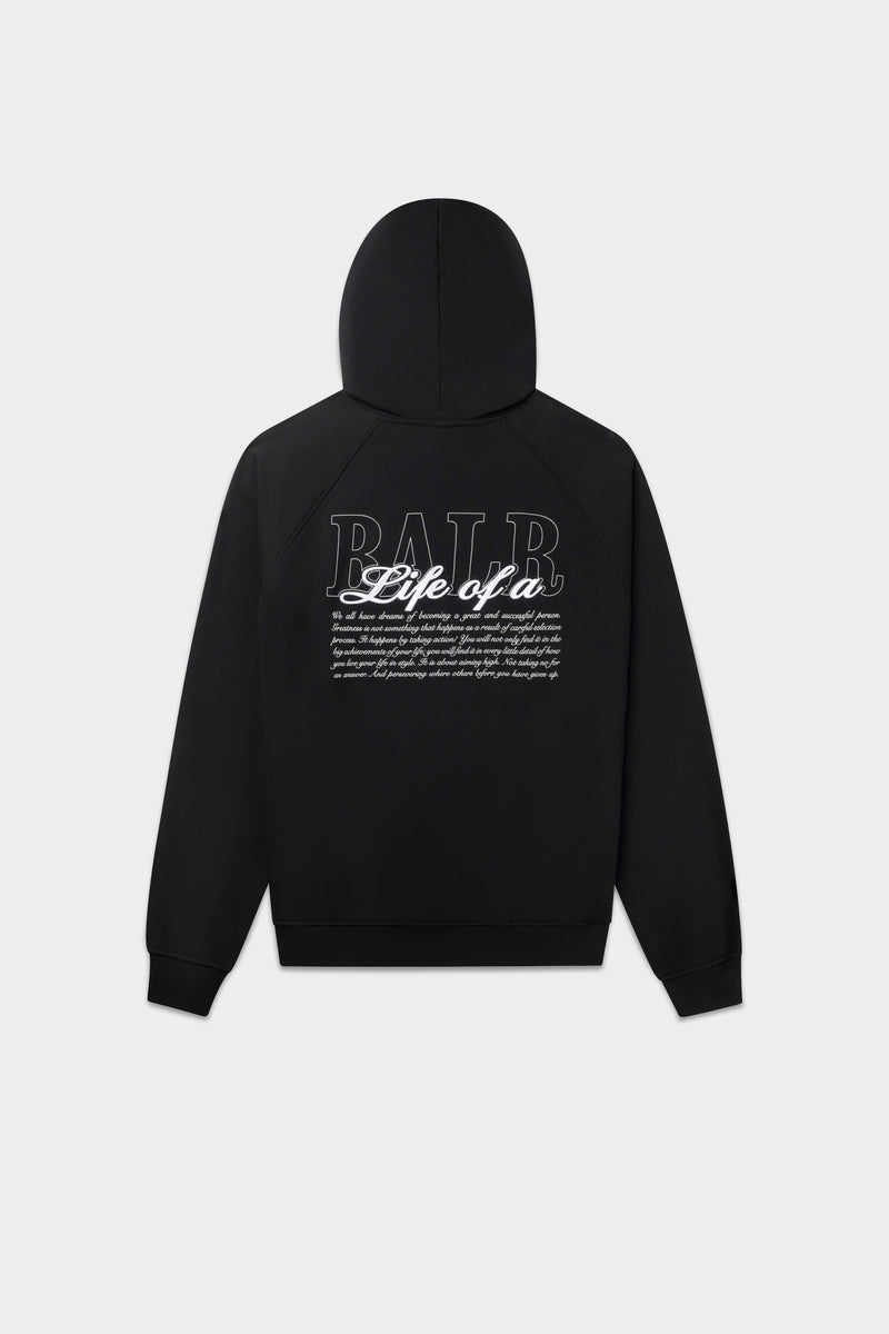 Skript Relaxed Fit Kapuzenpullover Jet Black