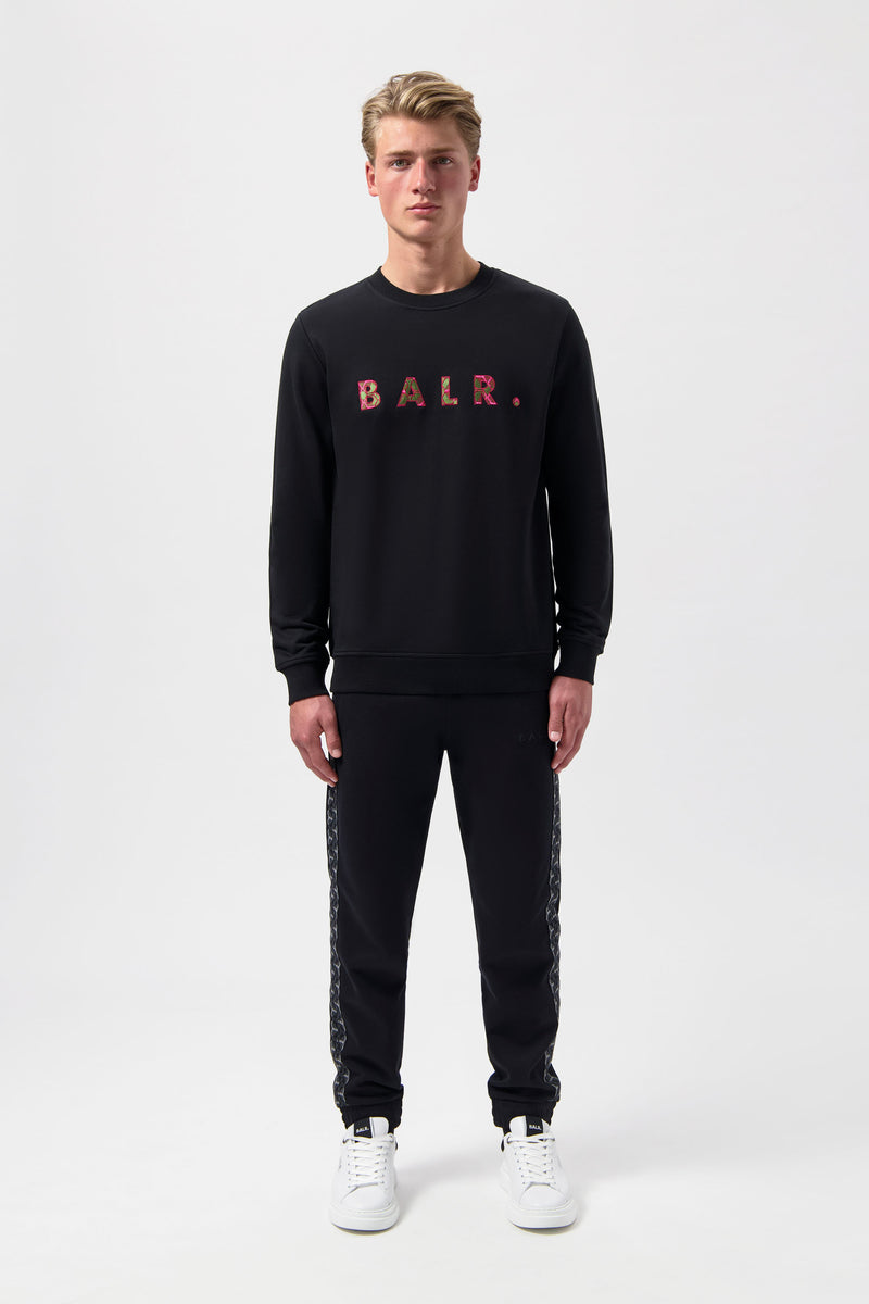 BALR. Monogram Embro Regular Fit Crewneck Jet Black/Tibetian Red