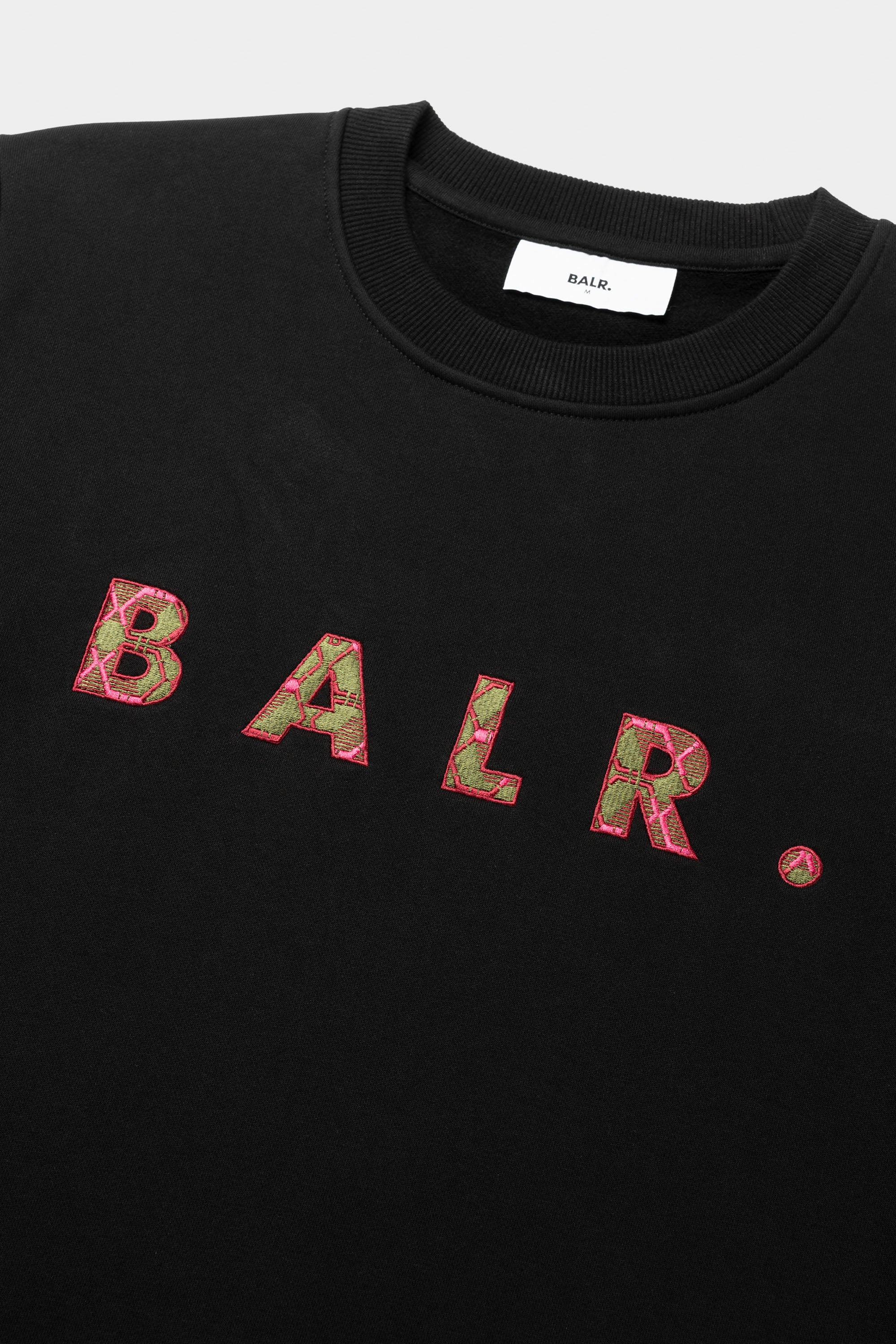 BALR. Monogram Embro Regulär Fit Crewneck Jet Black/Tibetian Red