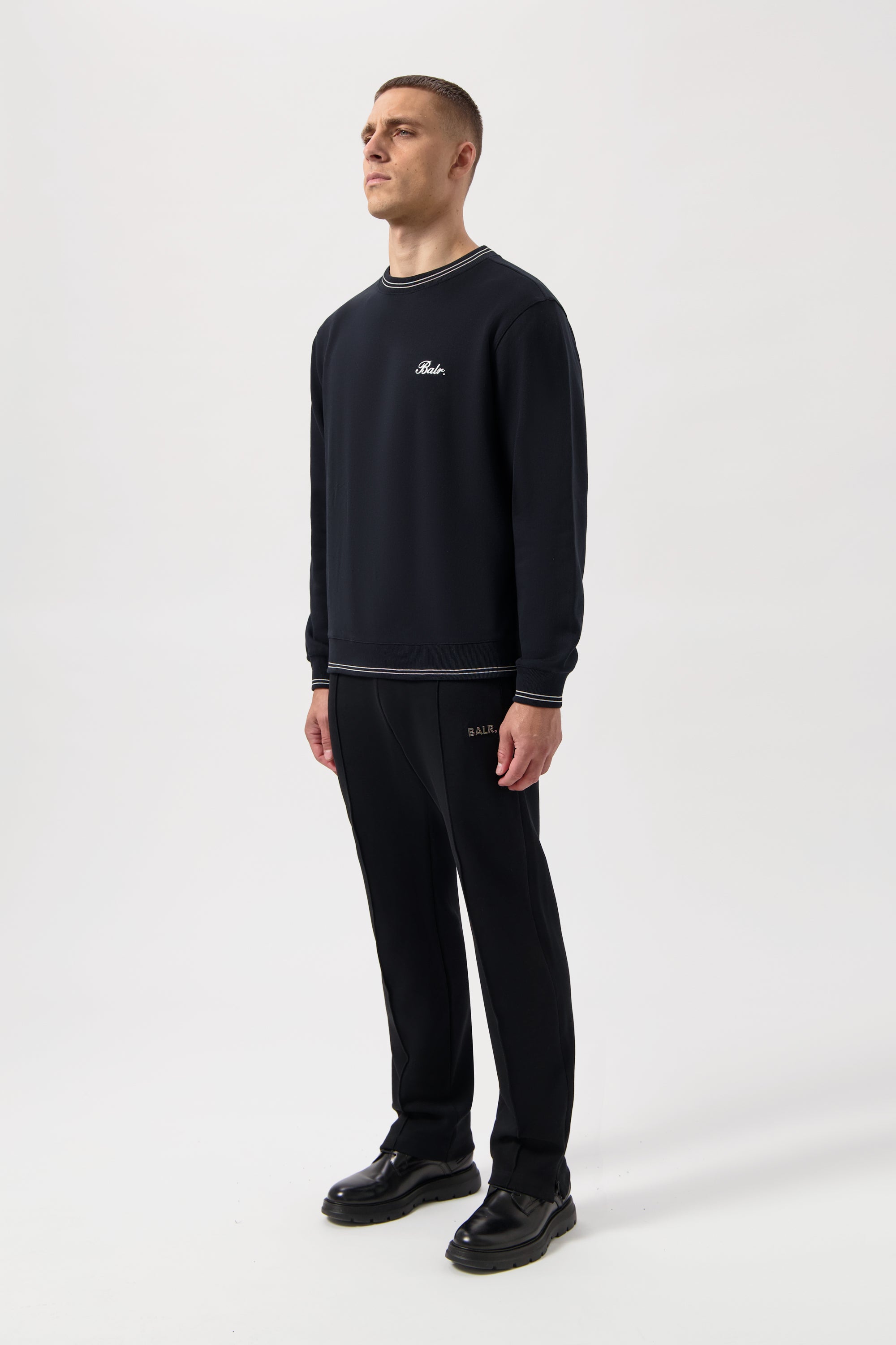 Tape Striped Crewneck Jet Black