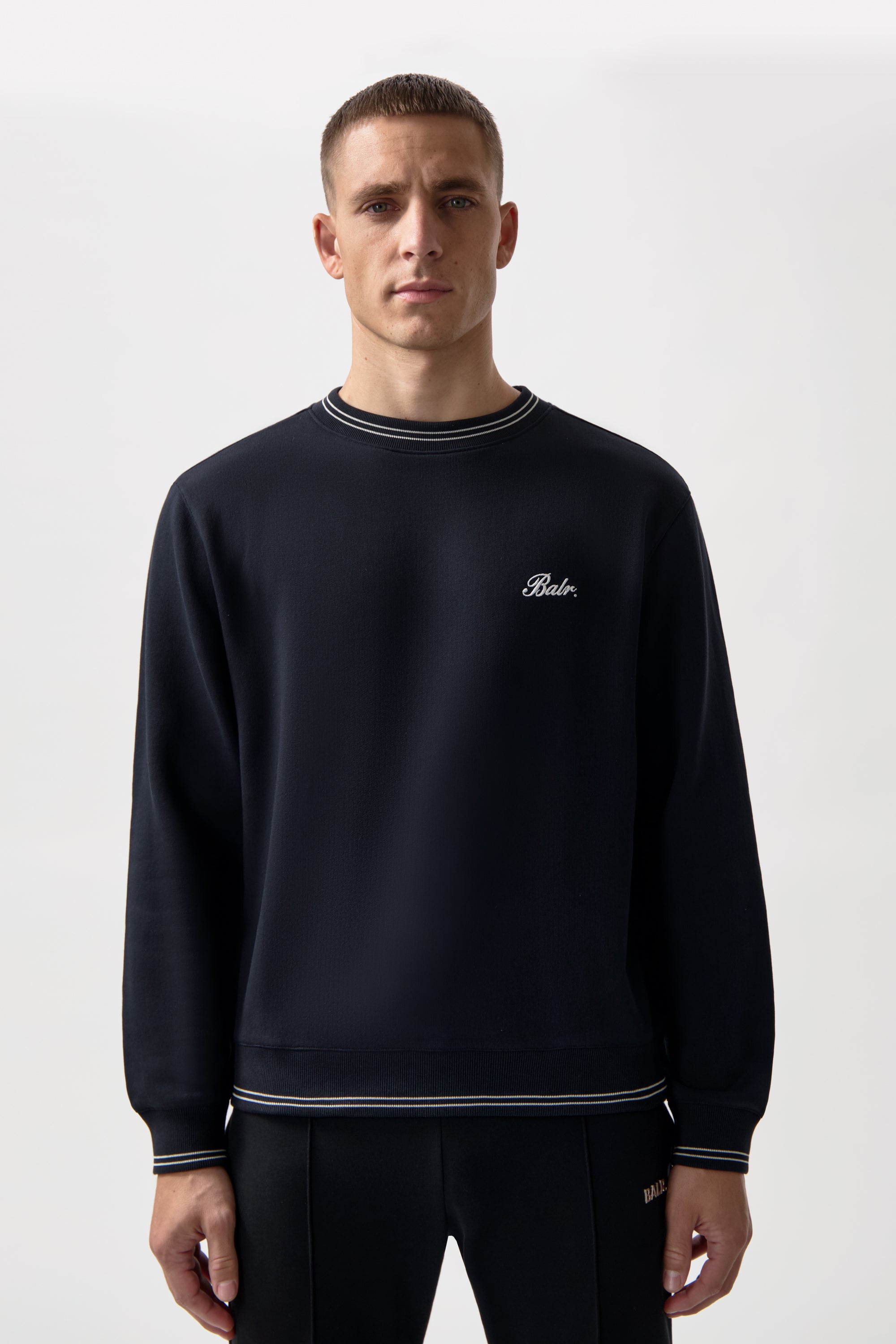 Band gestreift Crewneck Jet Black