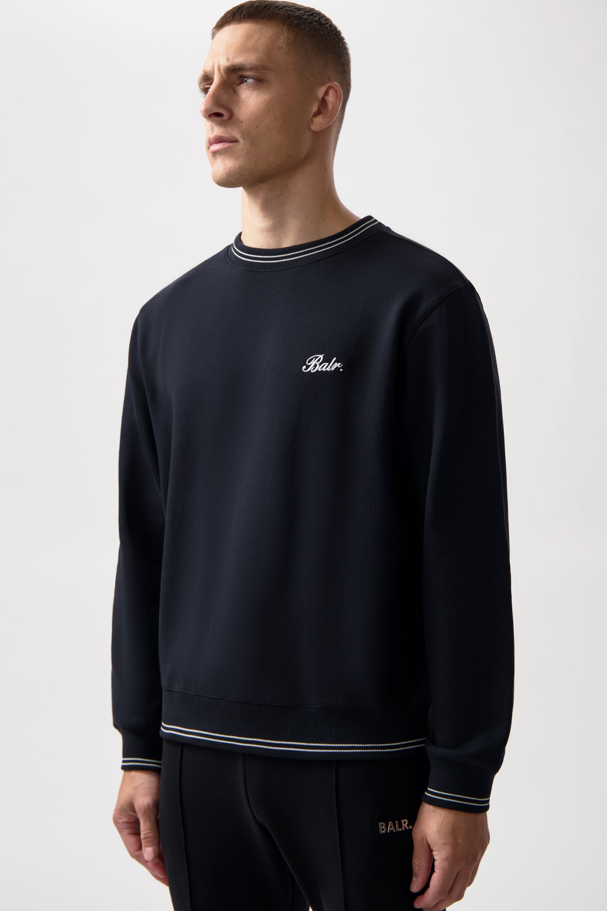 Rayado de cinta Crewneck Jet Black