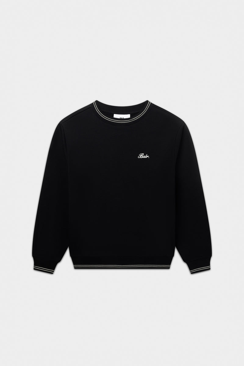 Tape Striped Crewneck Jet Black