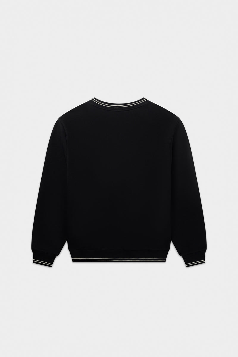 Tape Striped Crewneck Jet Black