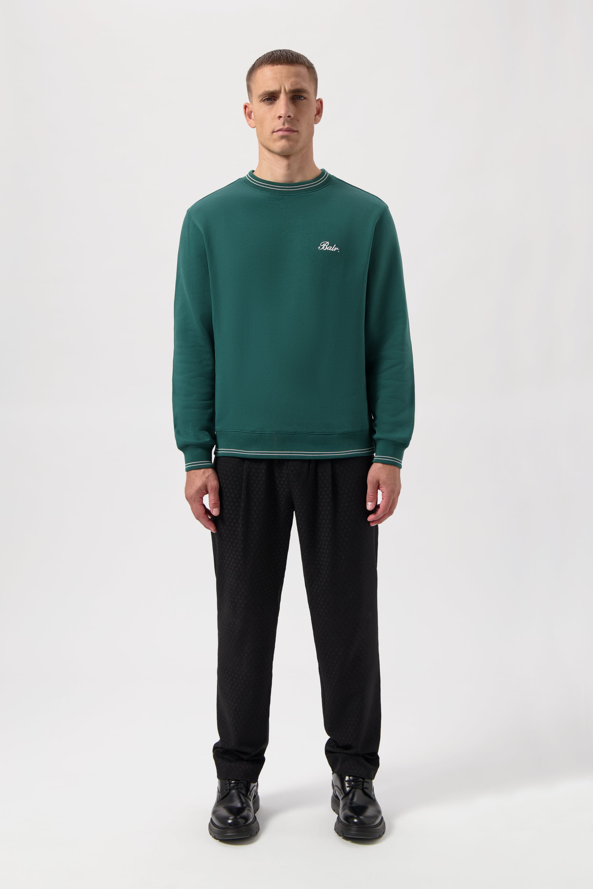 Tape Striped Crewneck Botanical Green