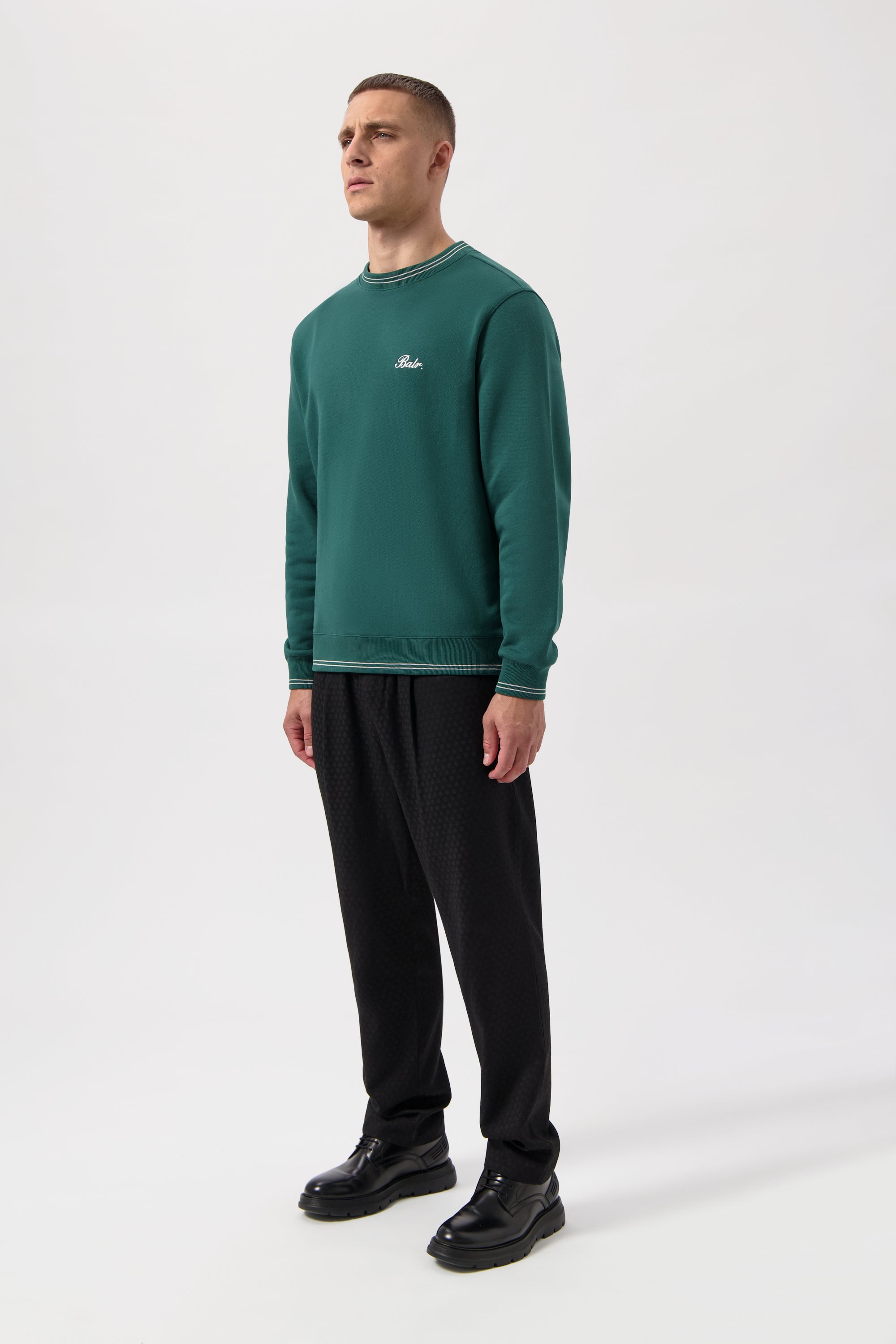 Tape Striped Crewneck Botanical Green