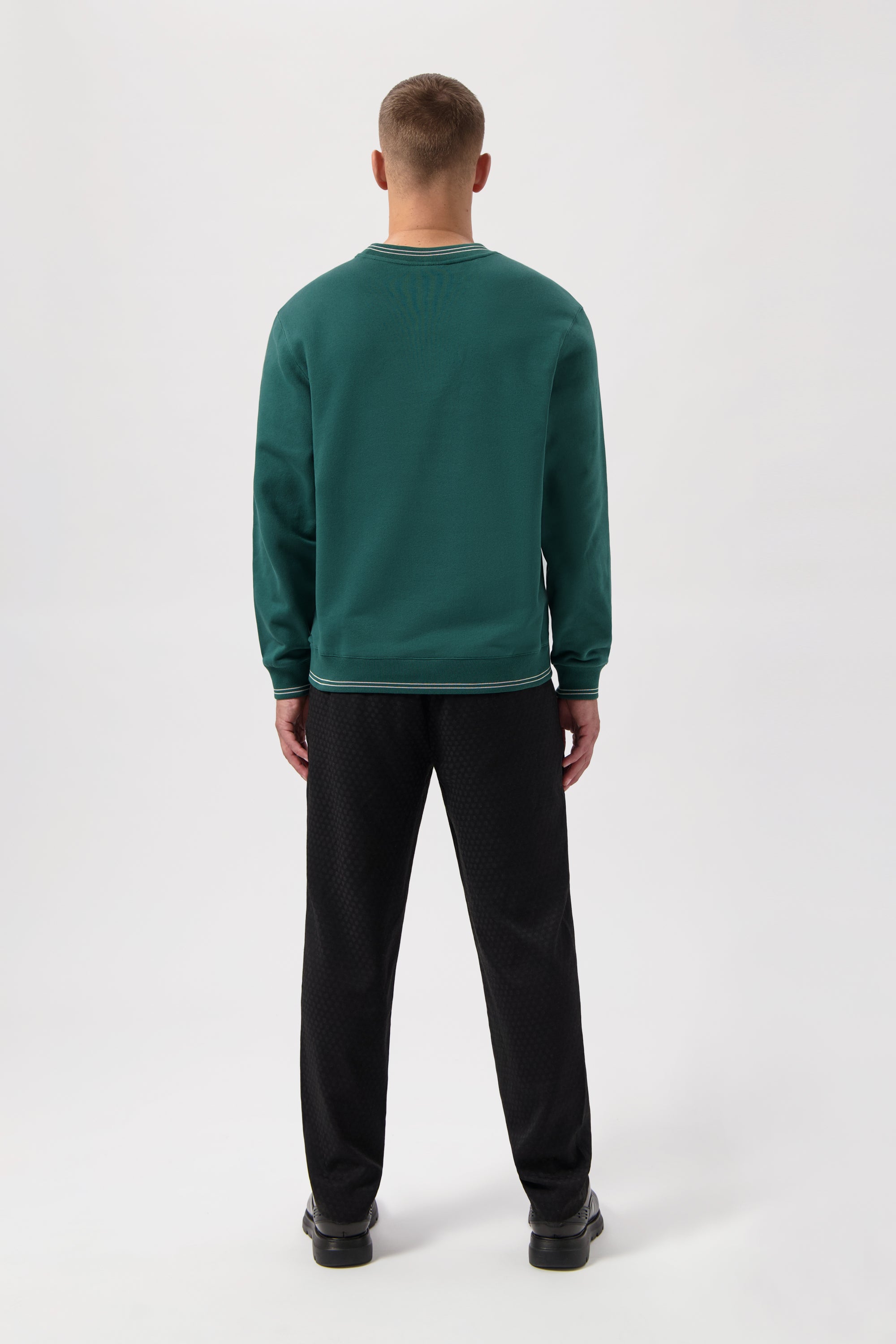 Tape Striped Crewneck Botanical Green