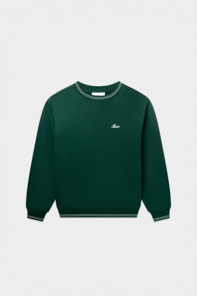 Band gestreift Crewneck Botanisches Grün