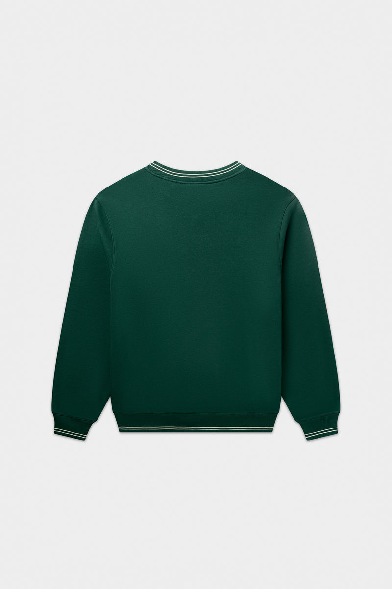 Tape Striped Crewneck Botanical Green