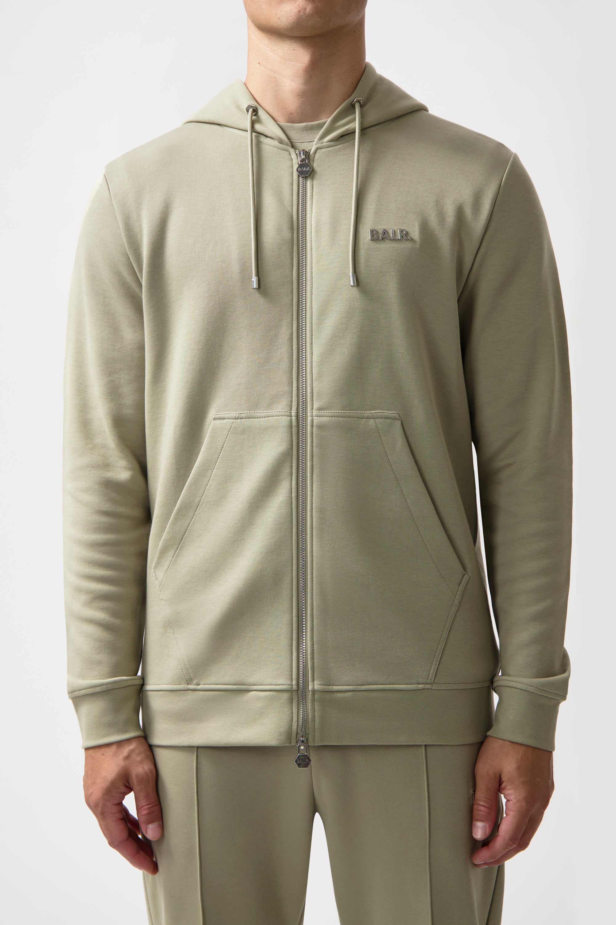 Q-Series Regular Fit Zip Through Sudadera con capucha seneca gris