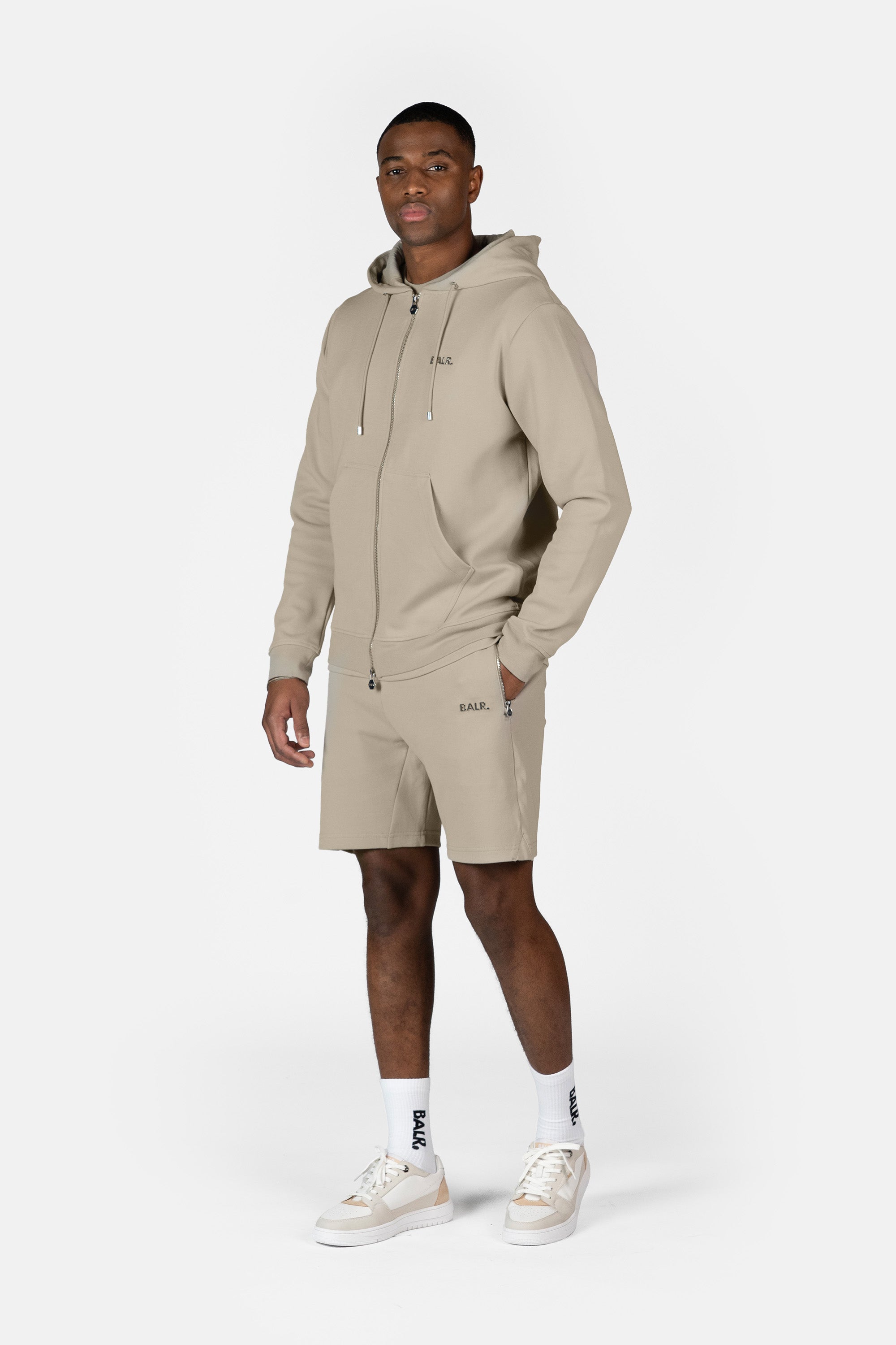 Q Series Regular Fit Zip Through Hoodie Silver Lining BALR