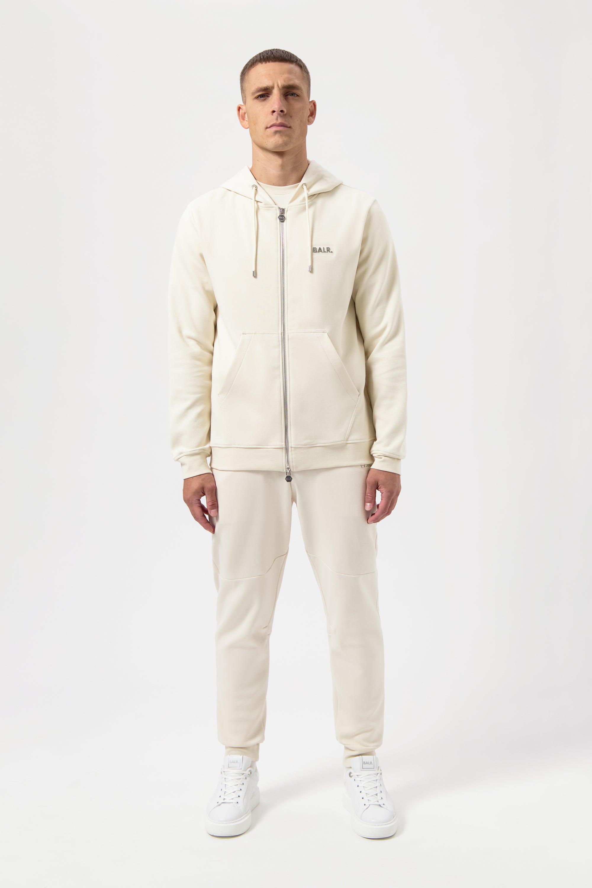 Q-Series Regular Fit Zip Through Hoodie White Swan