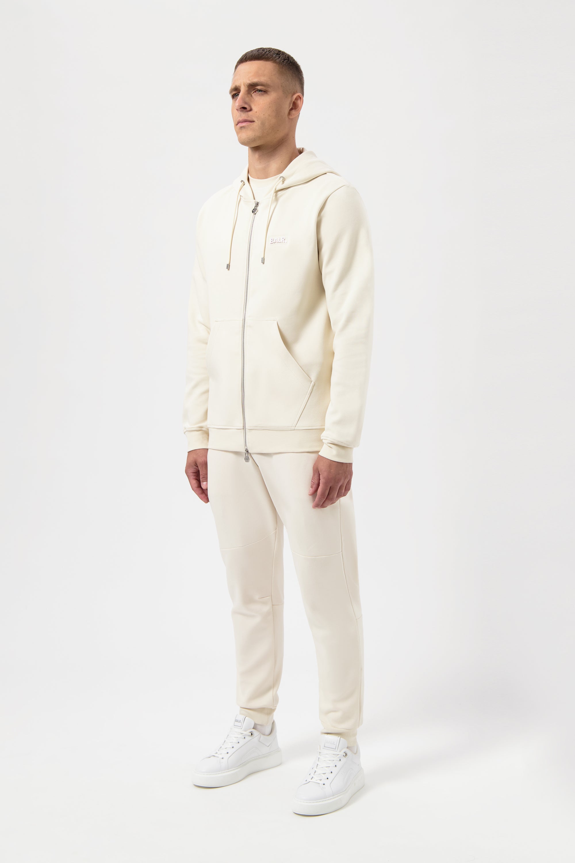 Q-Series Regular Fit Zip Through Hoodie White Swan