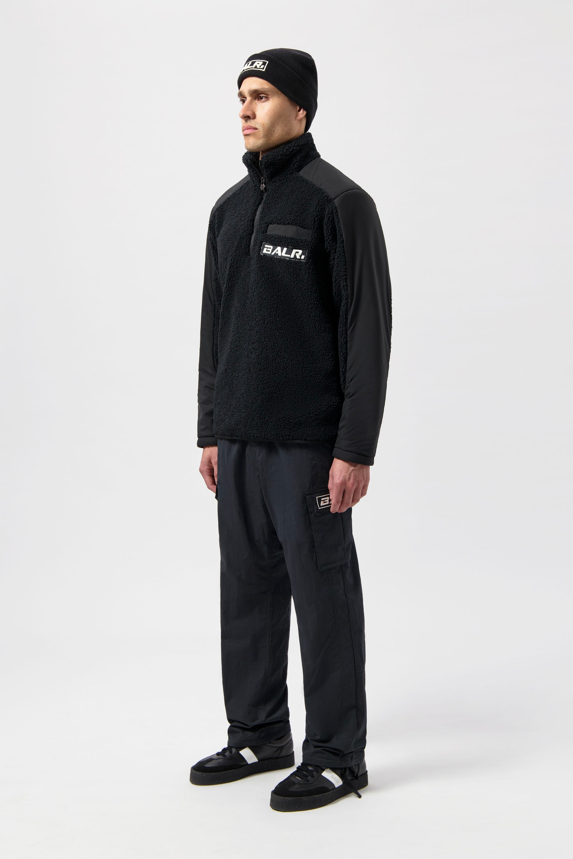 The Club Regular Fit Teddy Half Zip Jet Black