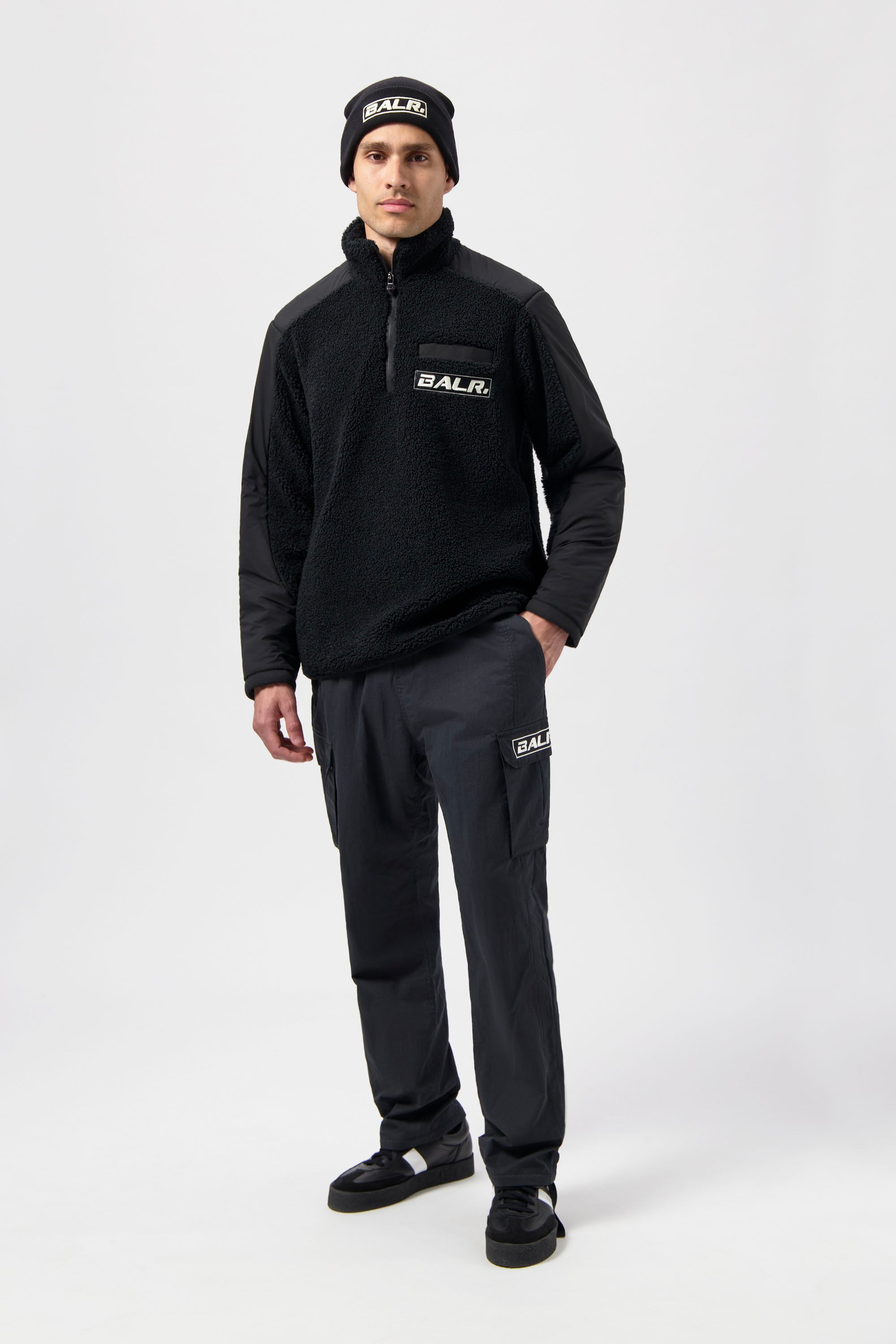 The Club Regular Fit Teddy Half Zip Jet Black