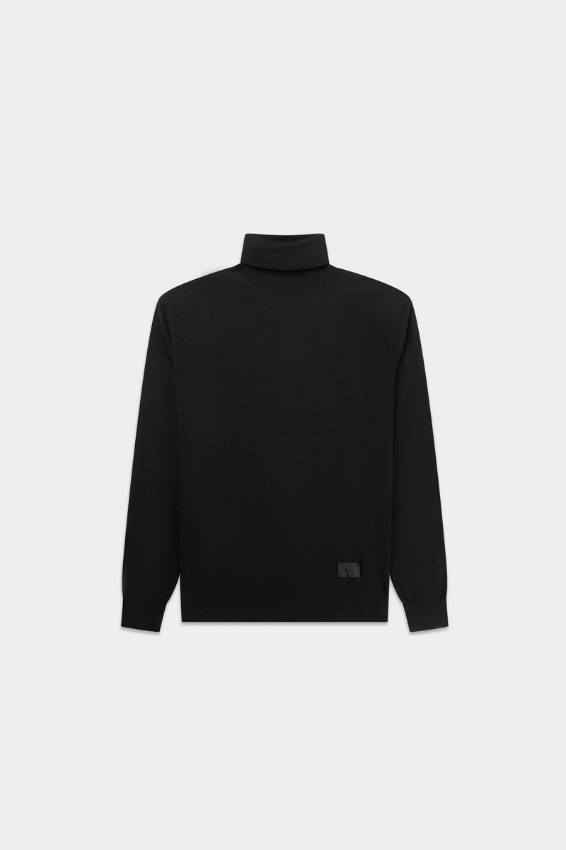 Q-Series Regular Fit Fine Knit Turtleneck Jet Black