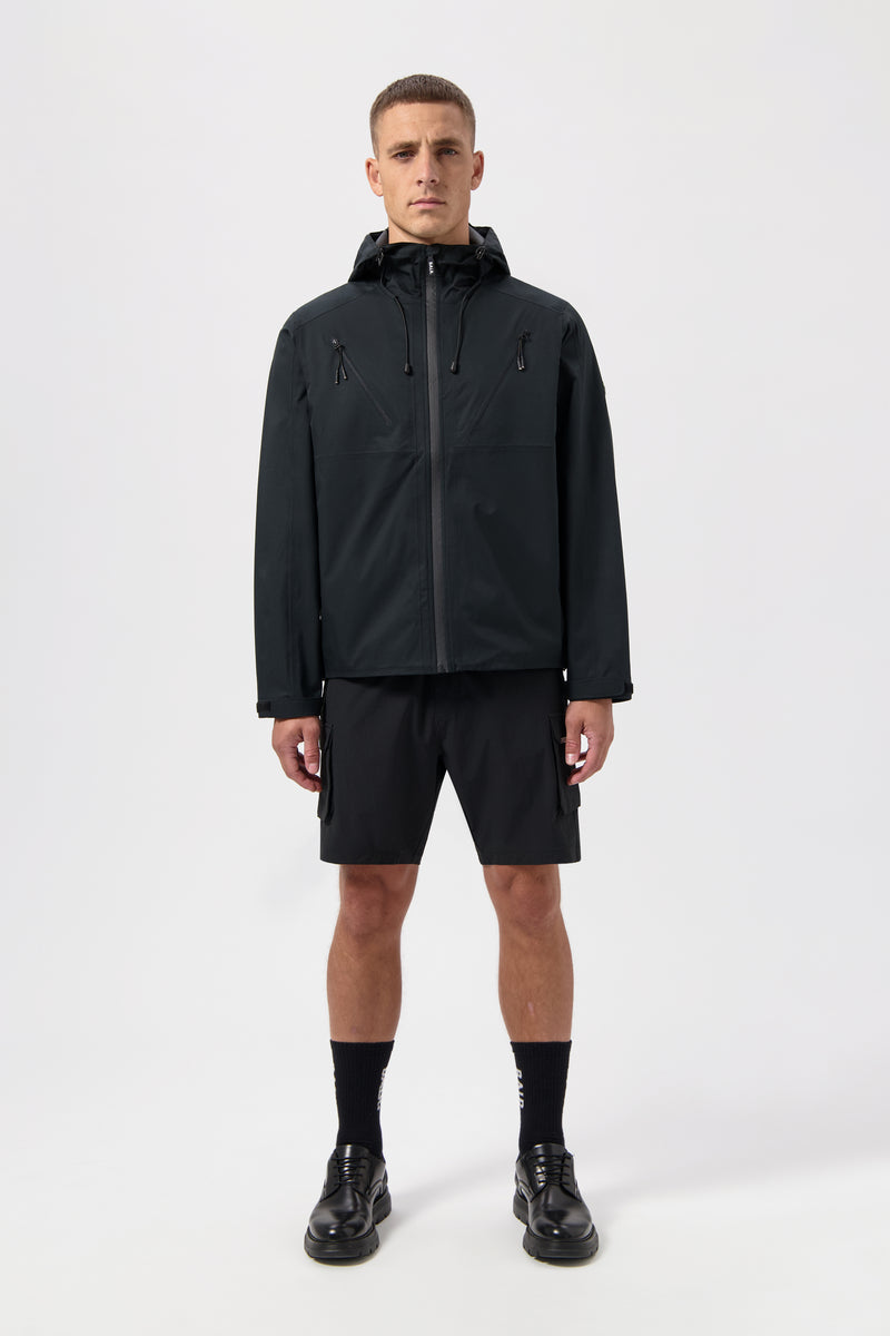 Hex Badge Rain Jacket Jet Black