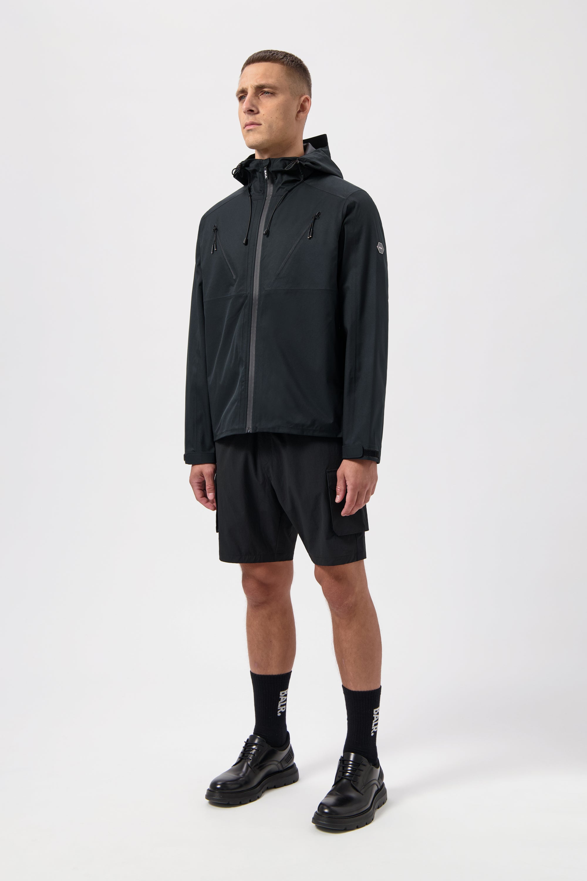 Hex Badge Rain Jacket Jet Black