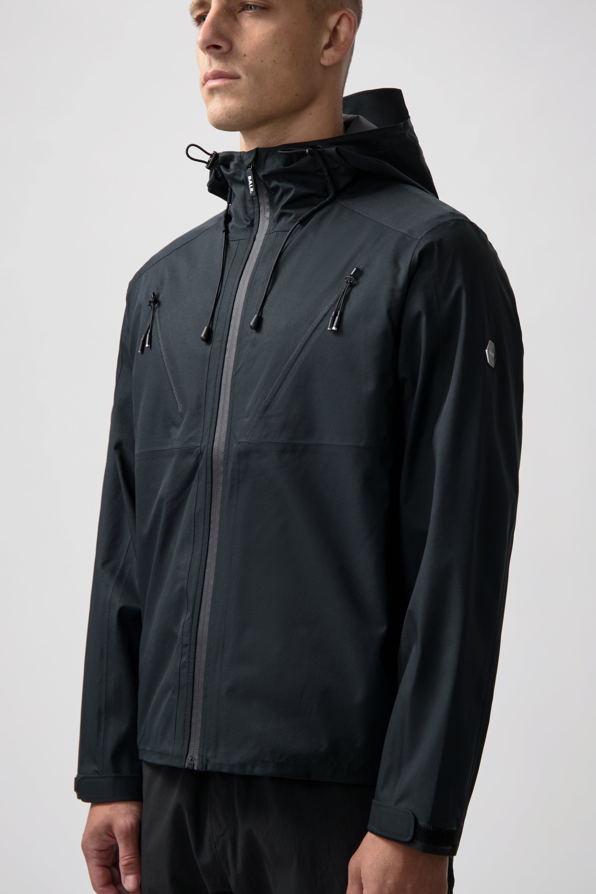 Hex Badge Rain Jacket Jet Black