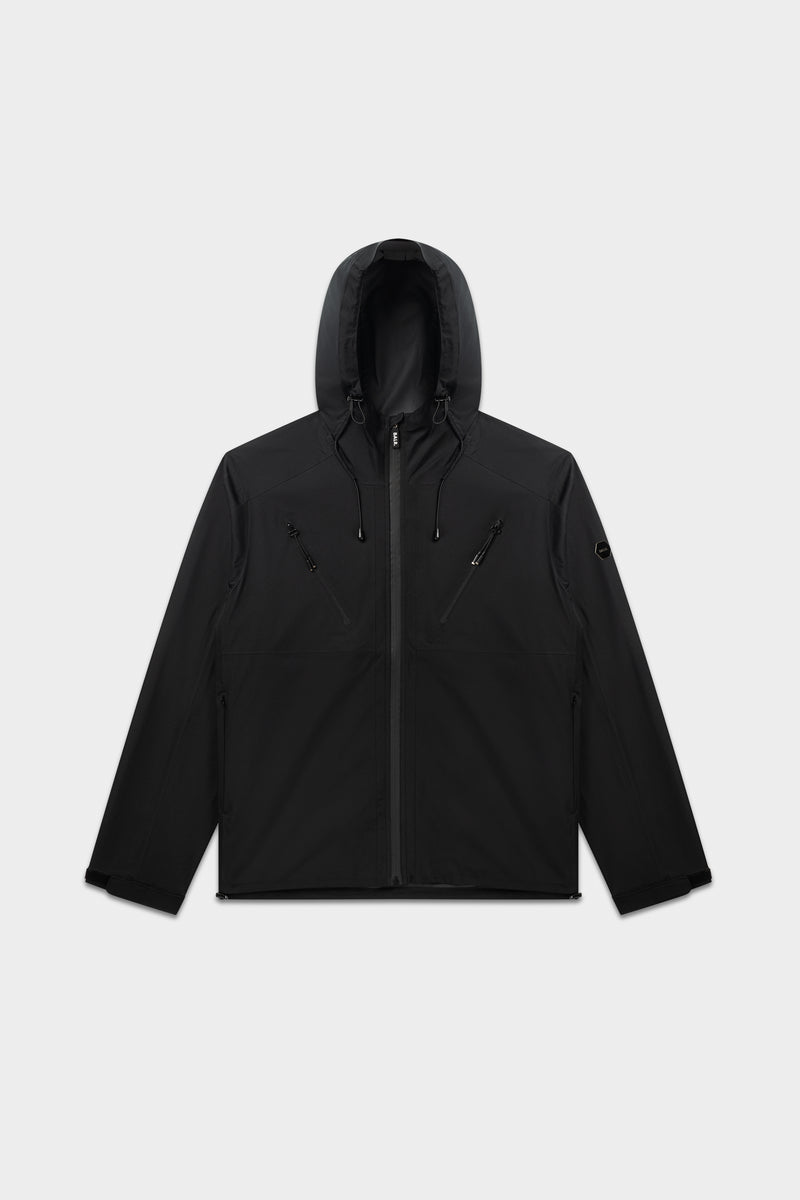 Hex Badge Rain Jacket Jet Black