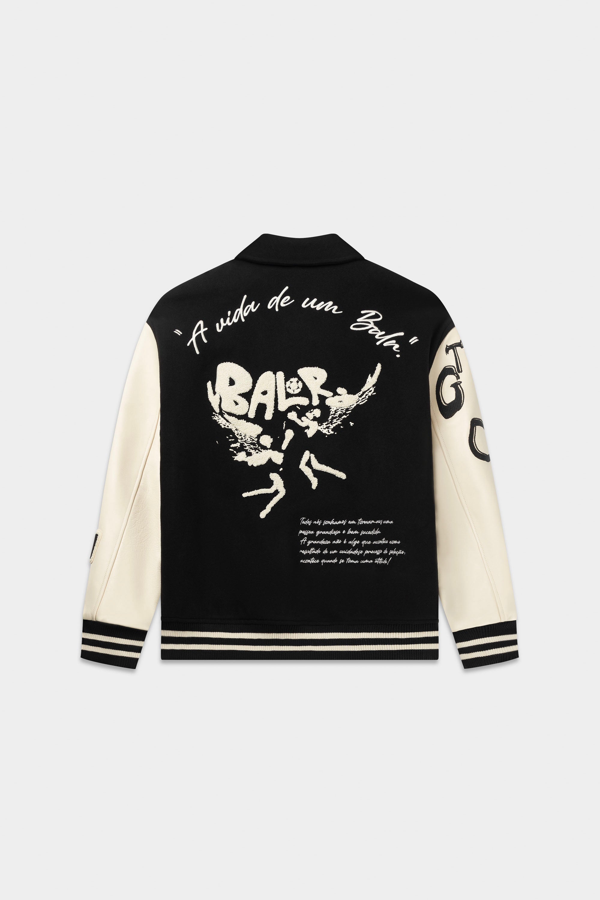 Game of the Gods Graffiti Box Fit Varsity Jacket Jet Black