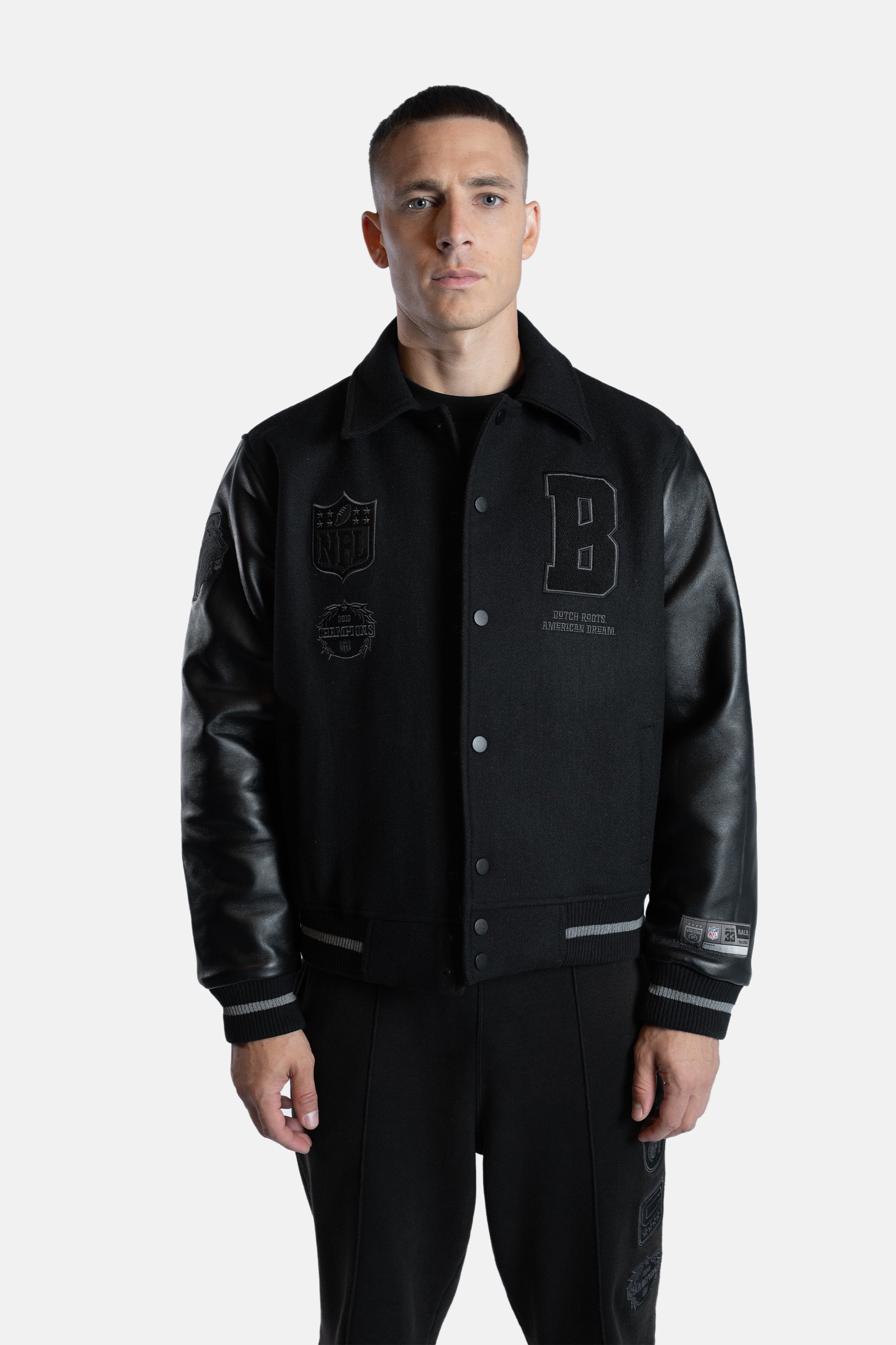 NFL x BALR. Varsity Jacket Jet Black