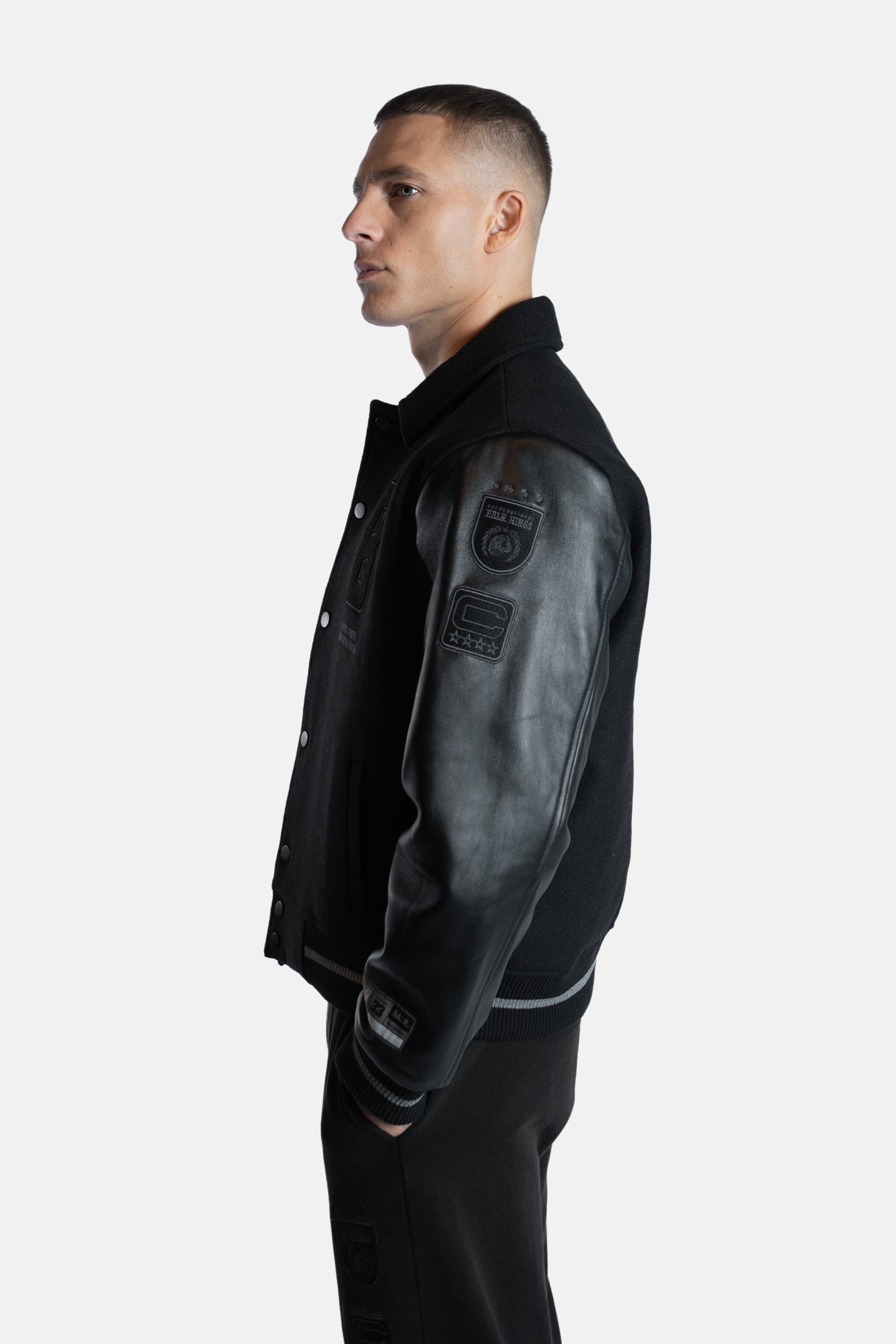 NFL x BALR. Varsity Jacket Jet Black